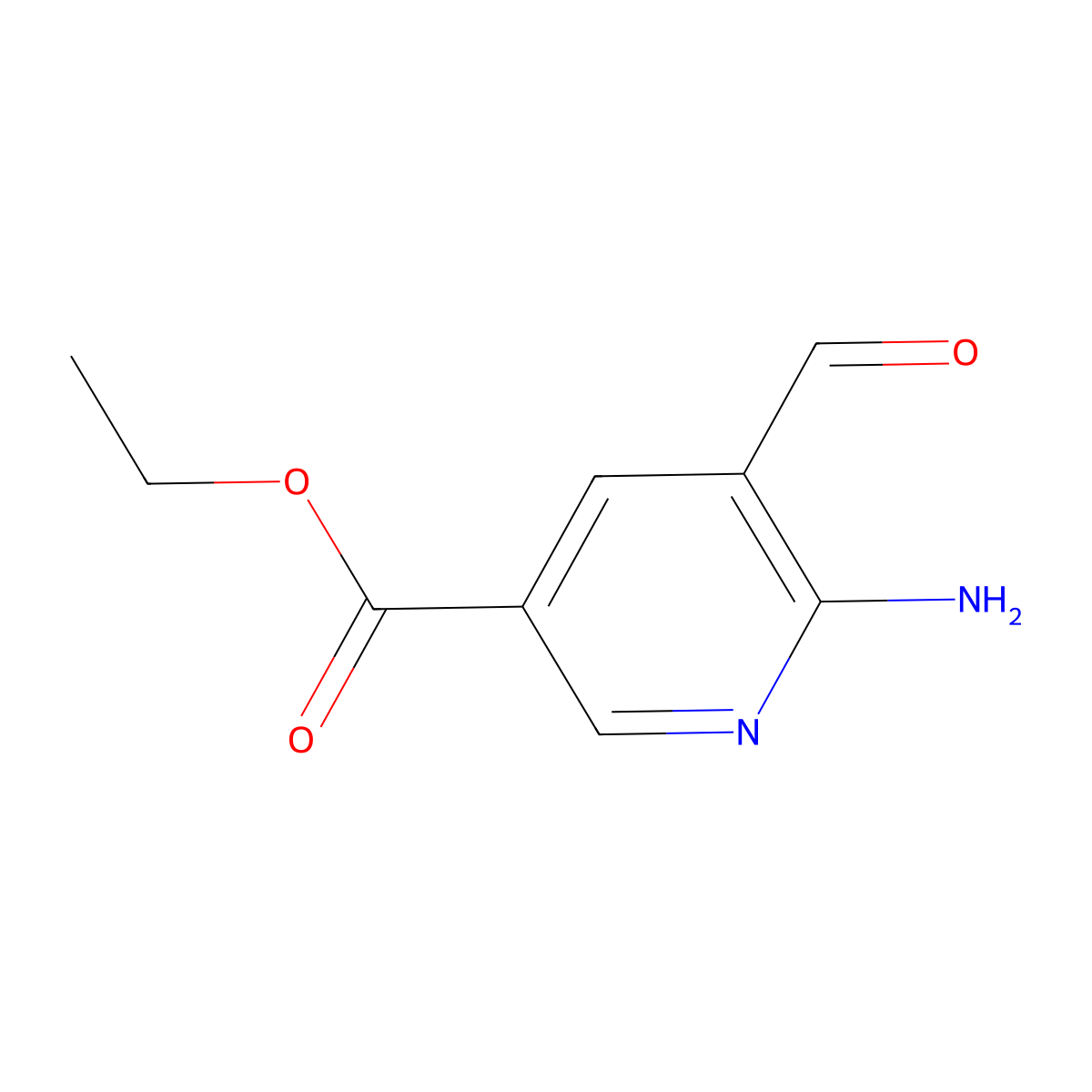 Ethyl 6-amino-5-formylpyridine-3-carboxylate molecular structure, CAS 2580219-85-6