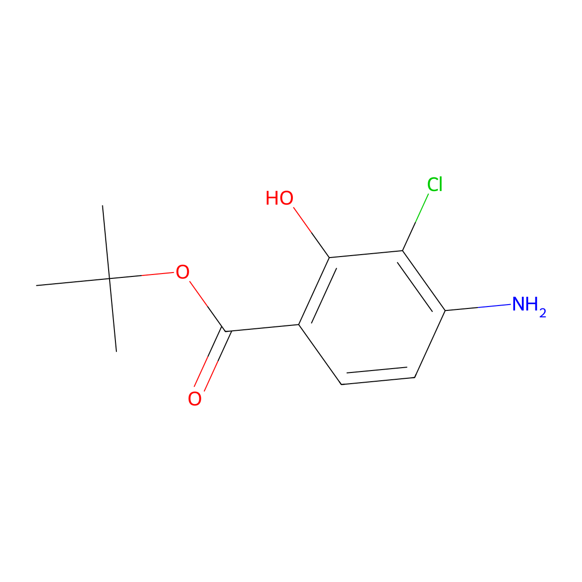 Tert-butyl 4-amino-3-chloro-2-hydroxybenzoate molecular structure, CAS 2580219-90-3