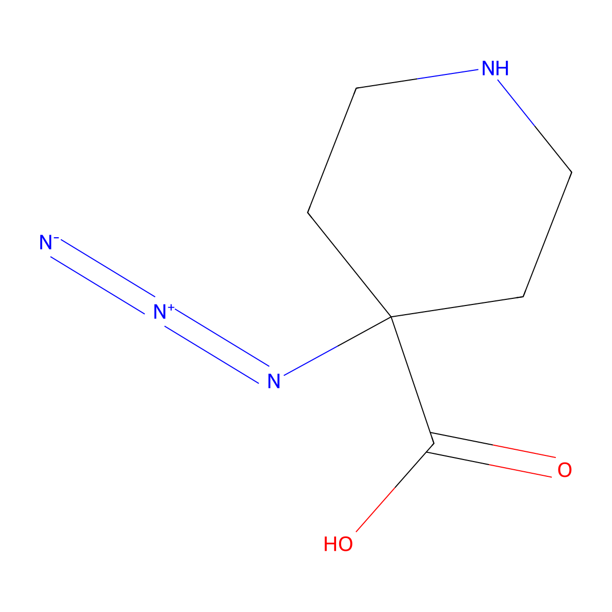 4-Azidopiperidine-4-carboxylic acid molecular structure, CAS 2580219-94-7