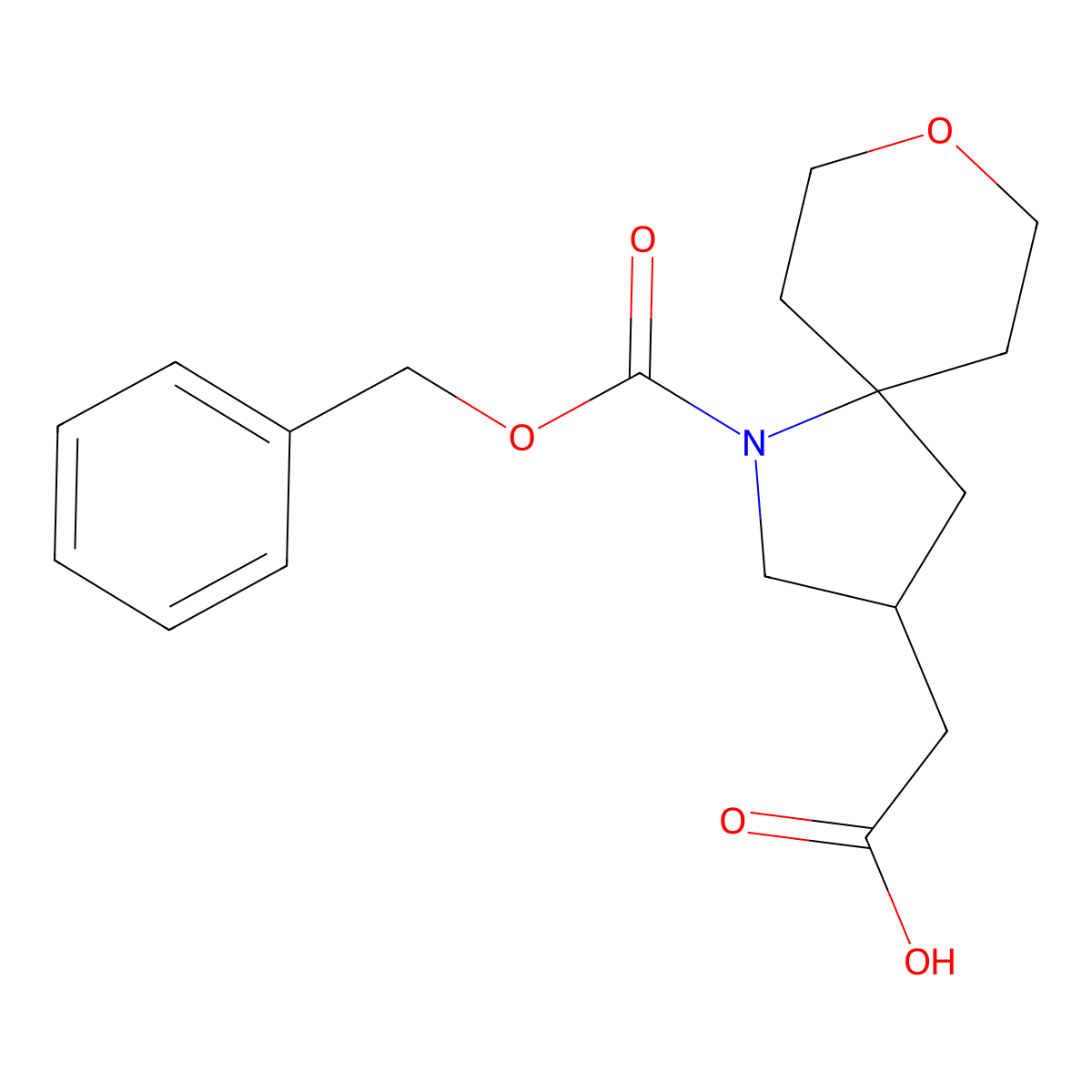 2-{1-[(Benzyloxy)carbonyl]-8-oxa-1-azaspiro[4.5]decan-3-yl}acetic acid molecular structure, CAS 2580219-96-9