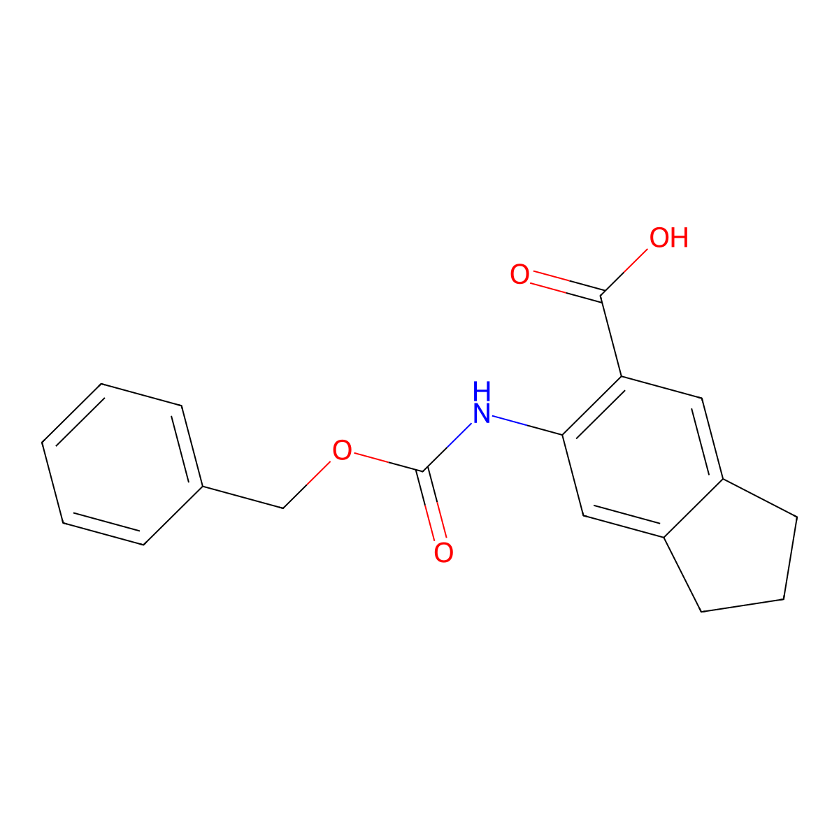 6-{[(benzyloxy)carbonyl]amino}-2,3-dihydro-1H-indene-5-carboxylic acid molecular structure, CAS 2580219-97-0