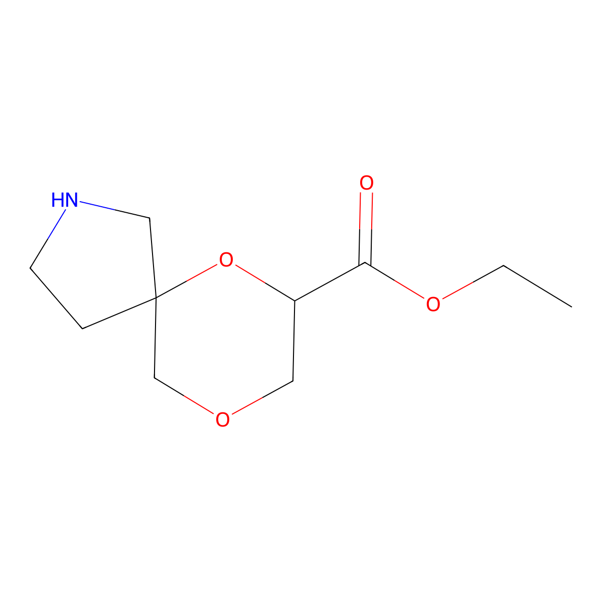 Ethyl 6,9-dioxa-2-azaspiro[4.5]decane-7-carboxylate molecular structure, CAS 2580220-03-5