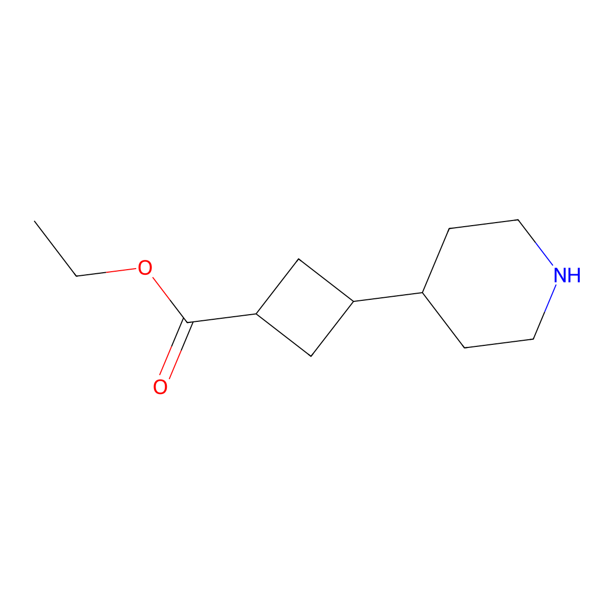 Ethyl 3-(piperidin-4-yl)cyclobutane-1-carboxylate molecular structure, CAS 2580220-05-7