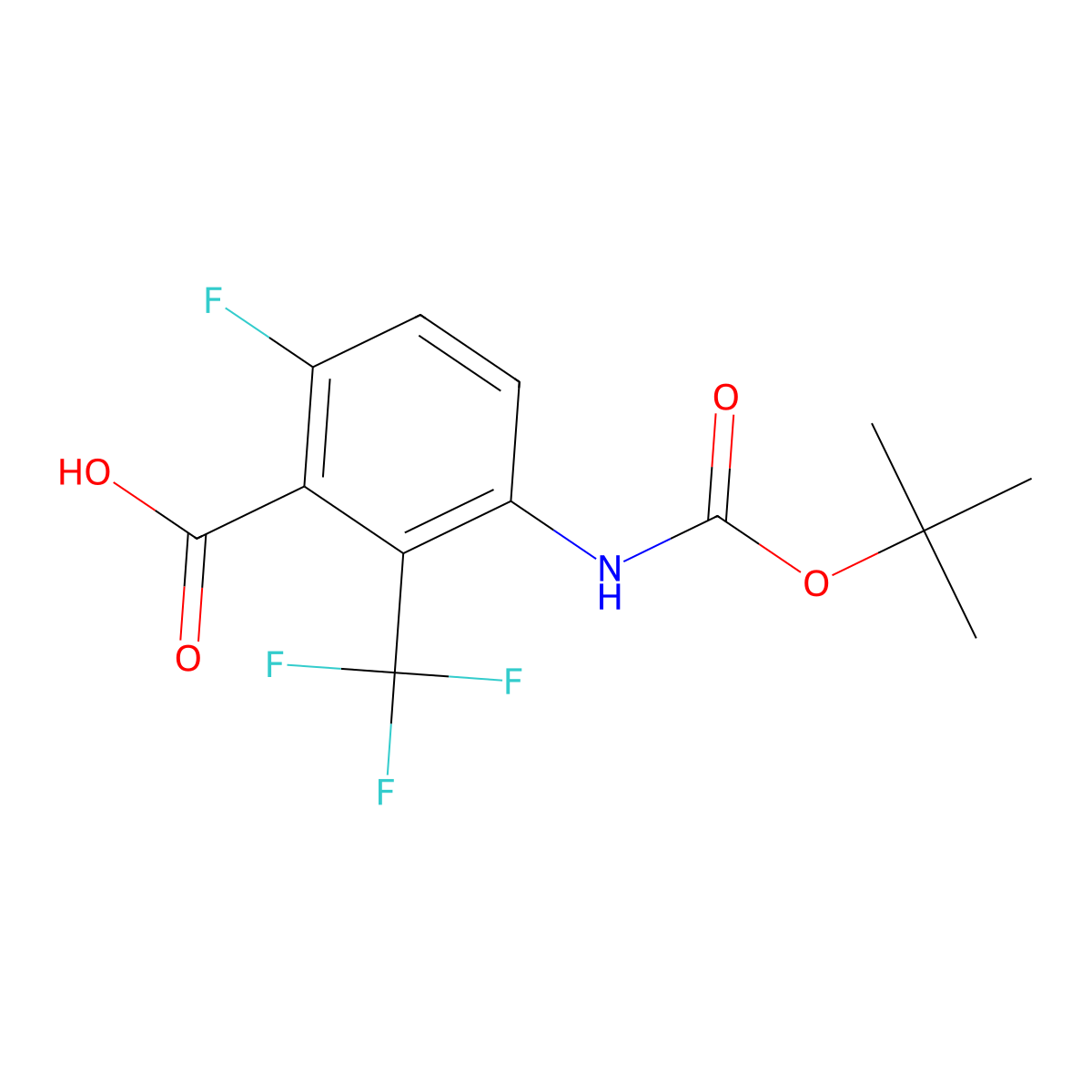 3-{[(Tert-butoxy)carbonyl]amino}-6-fluoro-2-(trifluoromethyl)benzoic acid molecular structure, CAS 2580220-12-6
