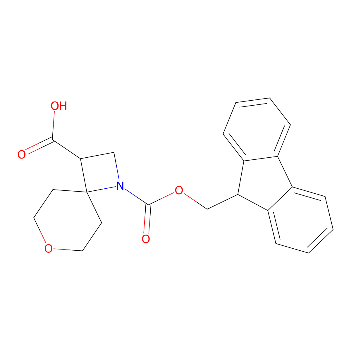 1-{[(9H-fluoren-9-yl)methoxy]carbonyl}-7-oxa-1-azaspiro[3.5]nonane-3-carboxylic acid molecular structure, CAS 2580220-15-9