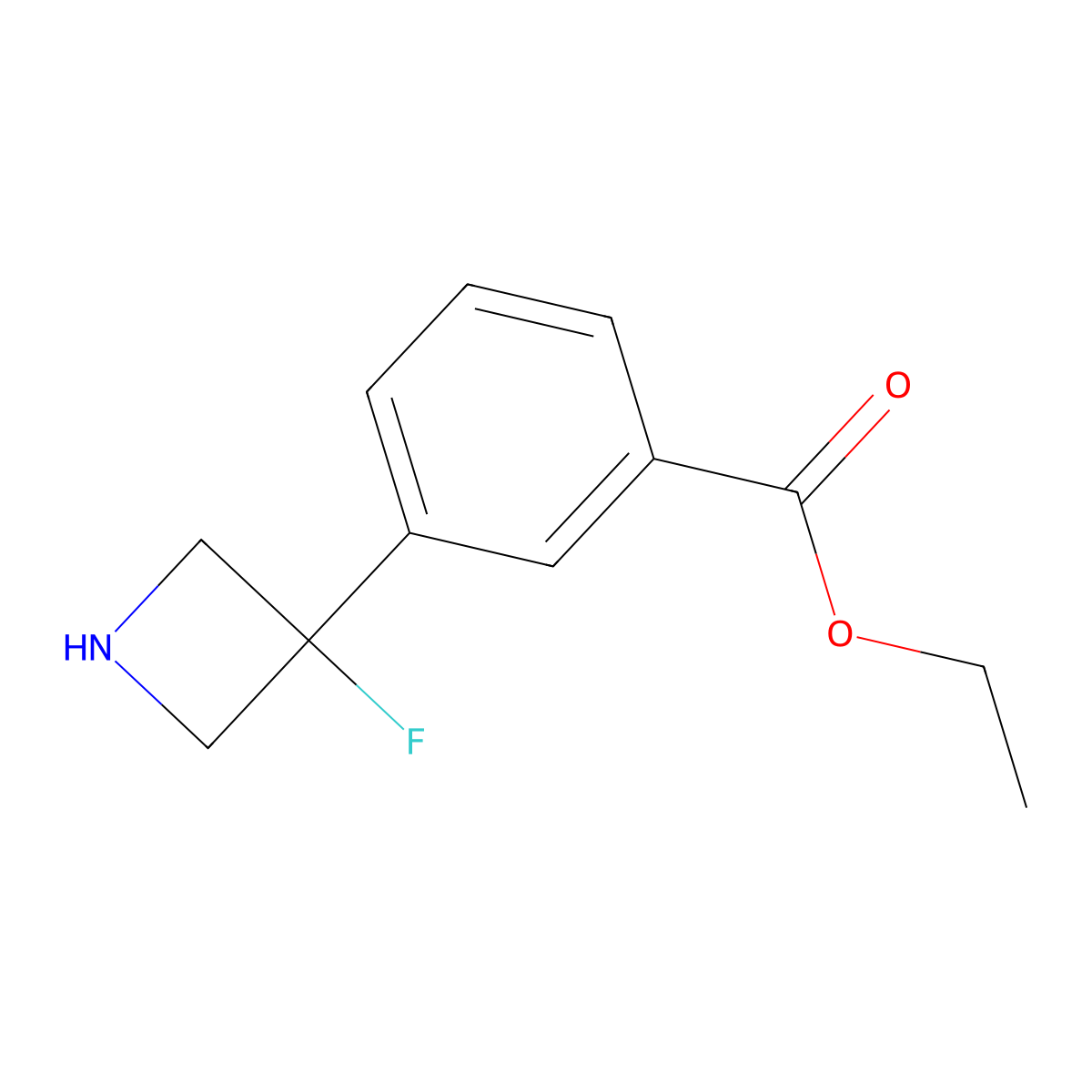 Ethyl 3-(3-fluoroazetidin-3-yl)benzoate molecular structure, CAS 2580220-18-2