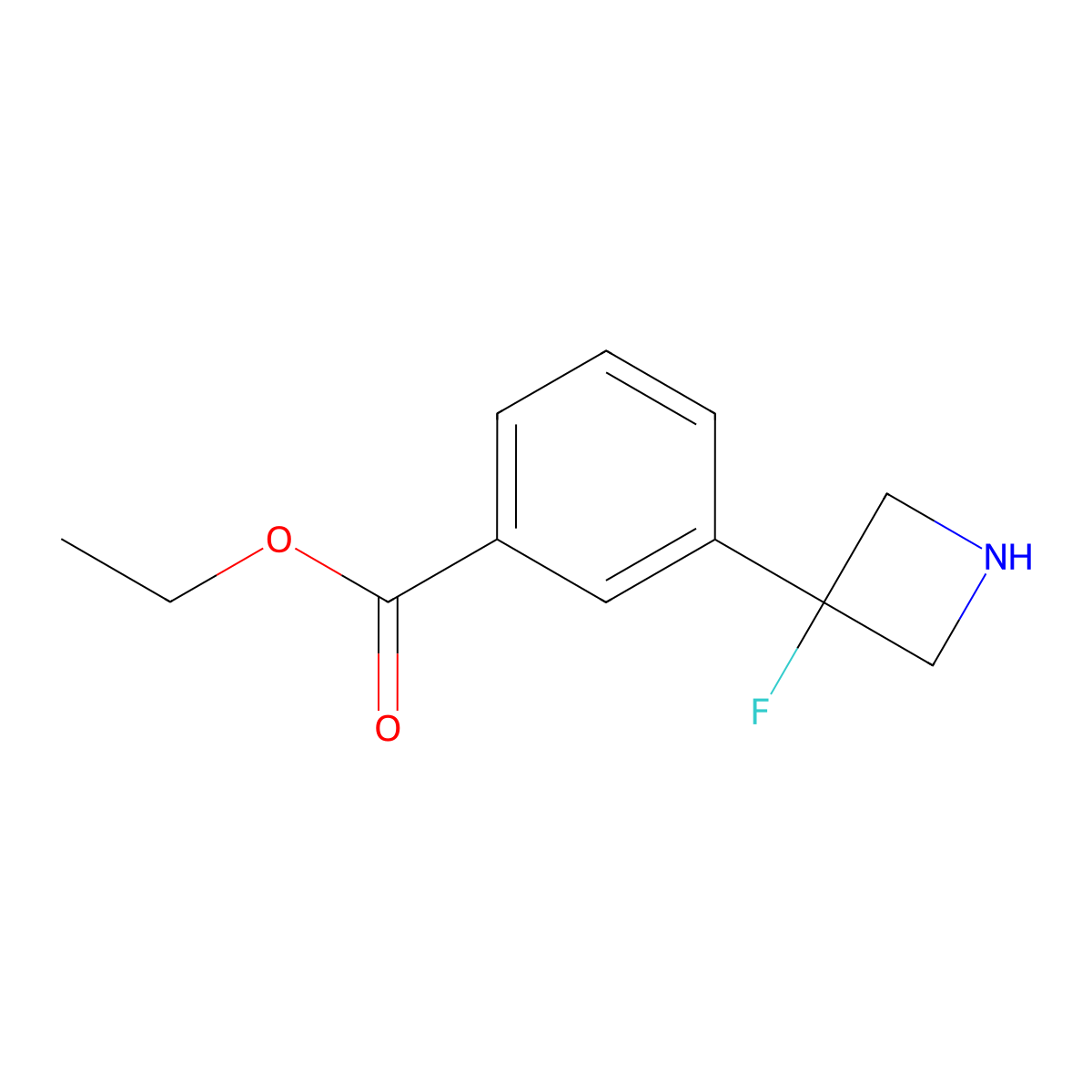 Ethyl 3-(3-fluoroazetidin-3-yl)benzoate molecular structure, CAS 2580220-18-2