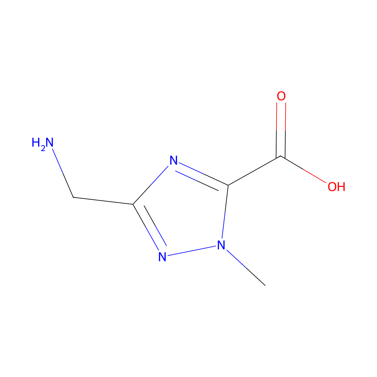 3-(aminomethyl)-1-methyl-1H-1,2,4-triazole-5-carboxylic acid molecular structure, CAS 2580220-33-1