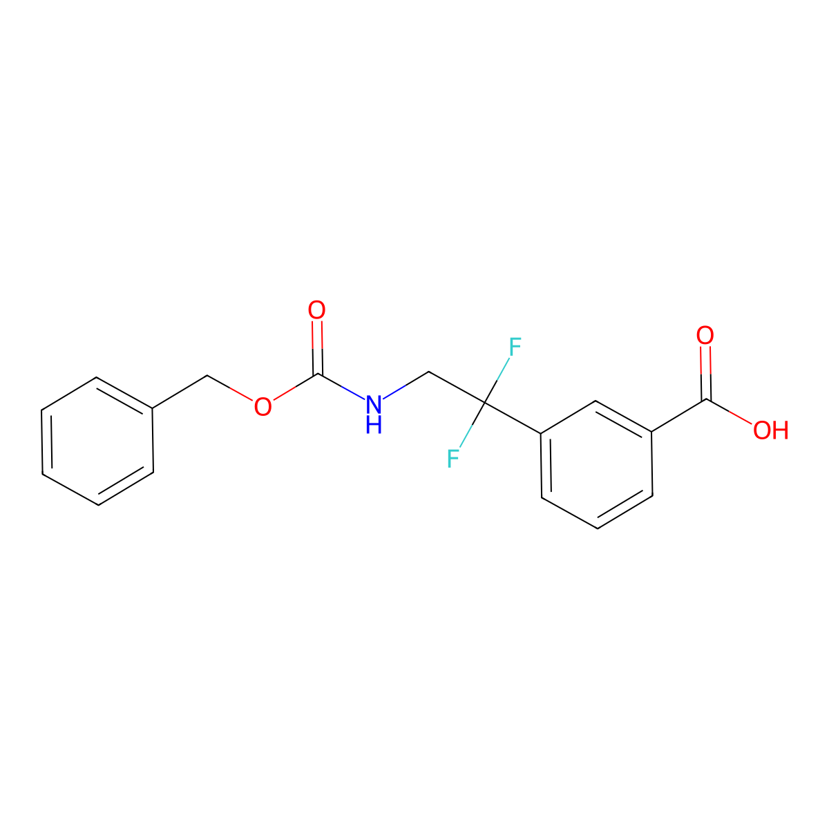3-(2-{[(Benzyloxy)carbonyl]amino}-1,1-difluoroethyl)benzoic acid molecular structure, CAS 2580220-34-2