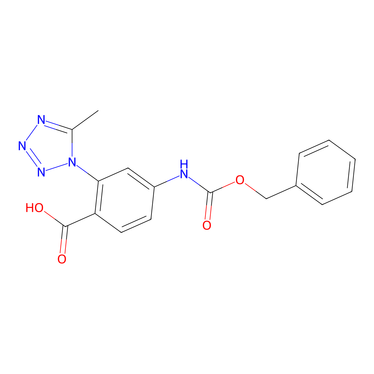 4-{[(benzyloxy)carbonyl]amino}-2-(5-methyl-1H-1,2,3,4-tetrazol-1-yl)benzoic acid molecular structure, CAS 2580220-35-3