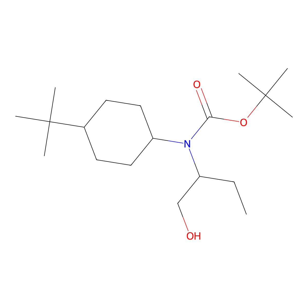 tert-butyl N-(4-tert-butylcyclohexyl)-N-(1-hydroxybutan-2-yl)carbamate molecular structure, CAS 2580220-38-6