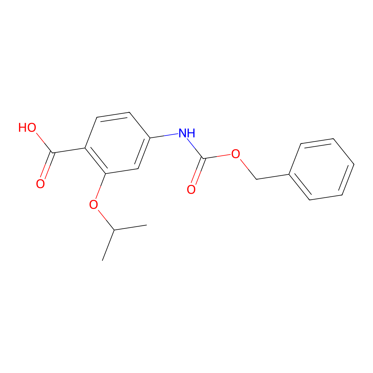 4-{[(Benzyloxy)carbonyl]amino}-2-(propan-2-yloxy)benzoic acid molecular structure, CAS 2580220-39-7