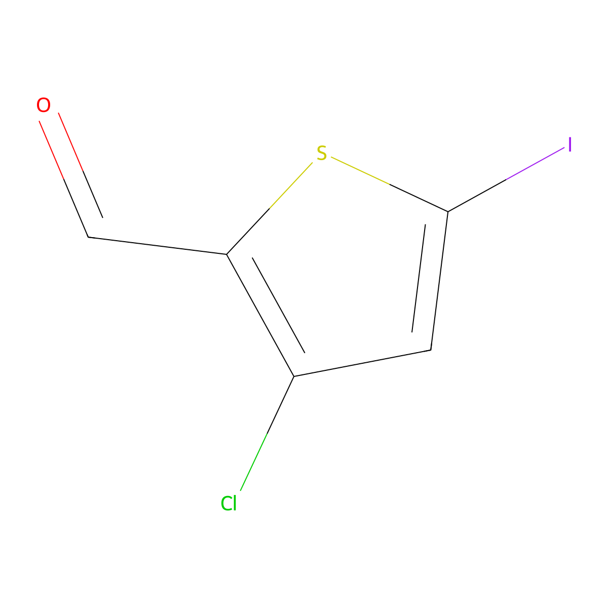 3-Chloro-5-iodothiophene-2-carbaldehyde molecular structure, CAS 2580220-51-3