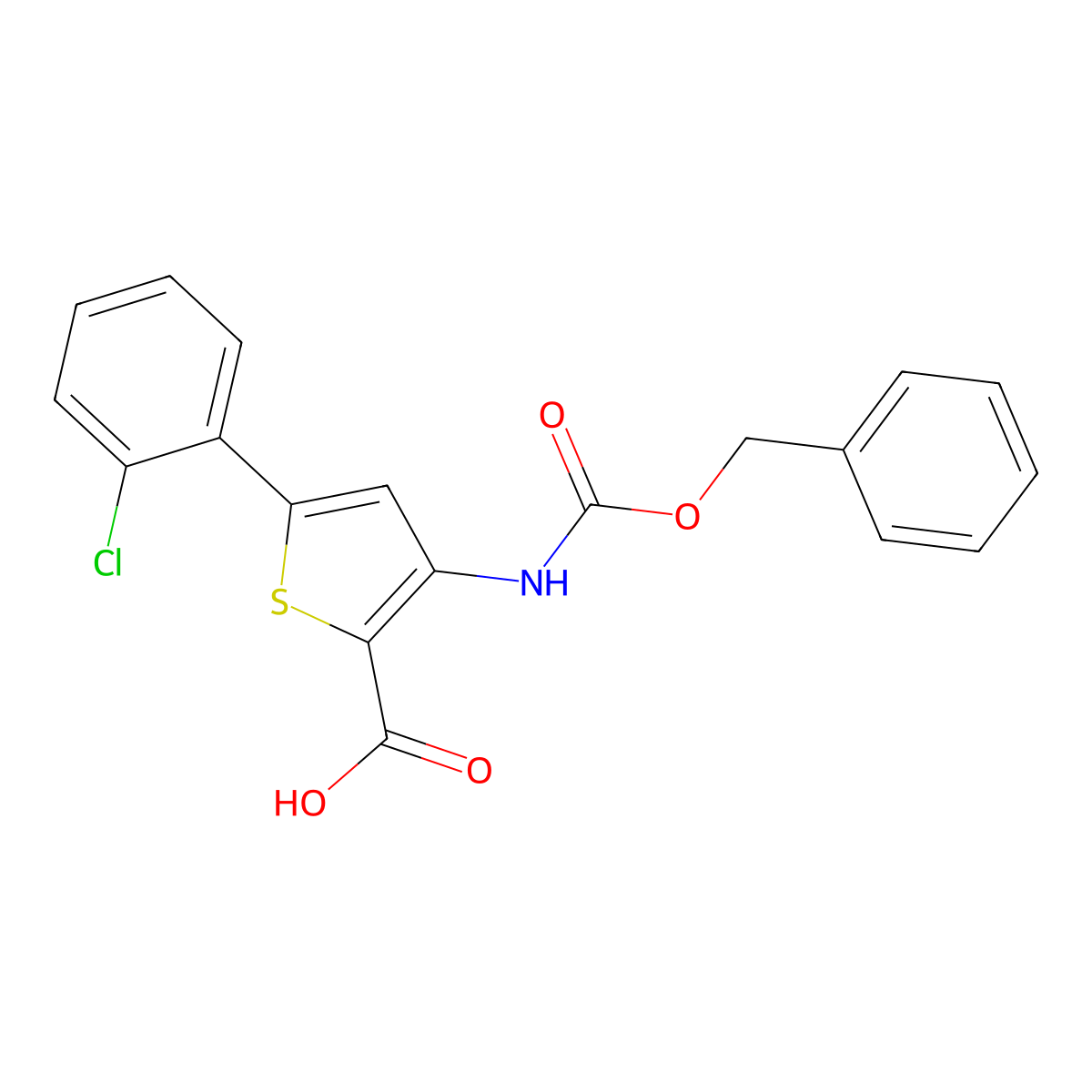 3-{[(Benzyloxy)carbonyl]amino}-5-(2-chlorophenyl)thiophene-2-carboxylic acid molecular structure, CAS 2580220-65-9