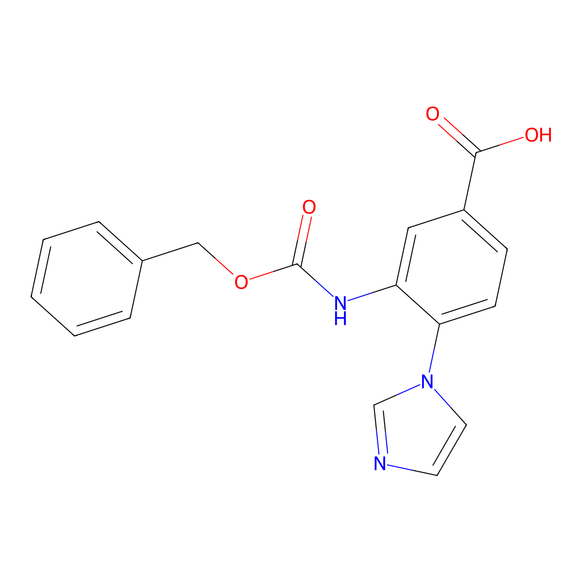3-{[(benzyloxy)carbonyl]amino}-4-(1H-imidazol-1-yl)benzoic acid molecular structure, CAS 2580220-68-2