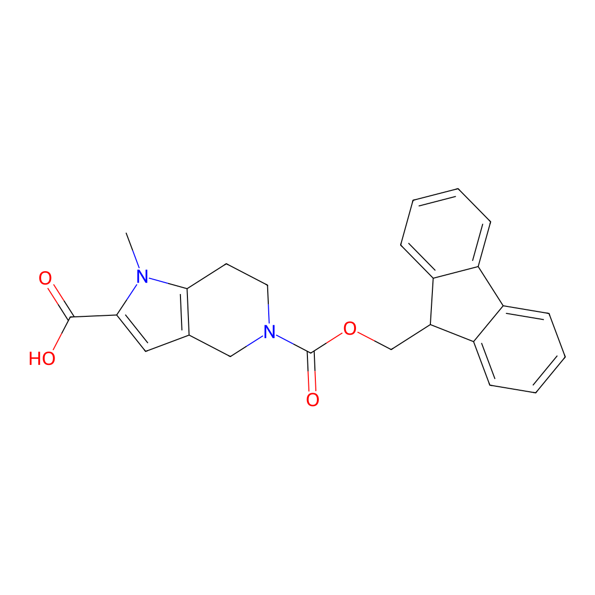 5-{[(9H-fluoren-9-yl)methoxy]carbonyl}-1-methyl-1H,4H,5H,6H,7H-pyrrolo[3,2-c]pyridine-2-carboxylic acid molecular structure, CAS 2580220-70-6