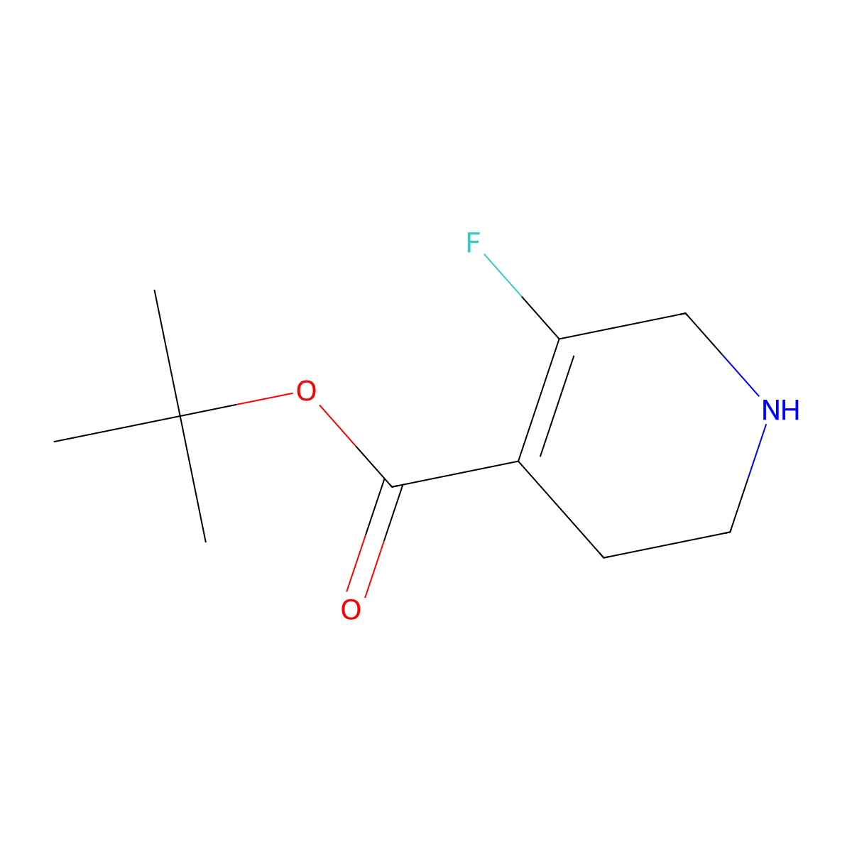 Tert-butyl 5-fluoro-1,2,3,6-tetrahydropyridine-4-carboxylate molecular structure, CAS 2580220-74-0
