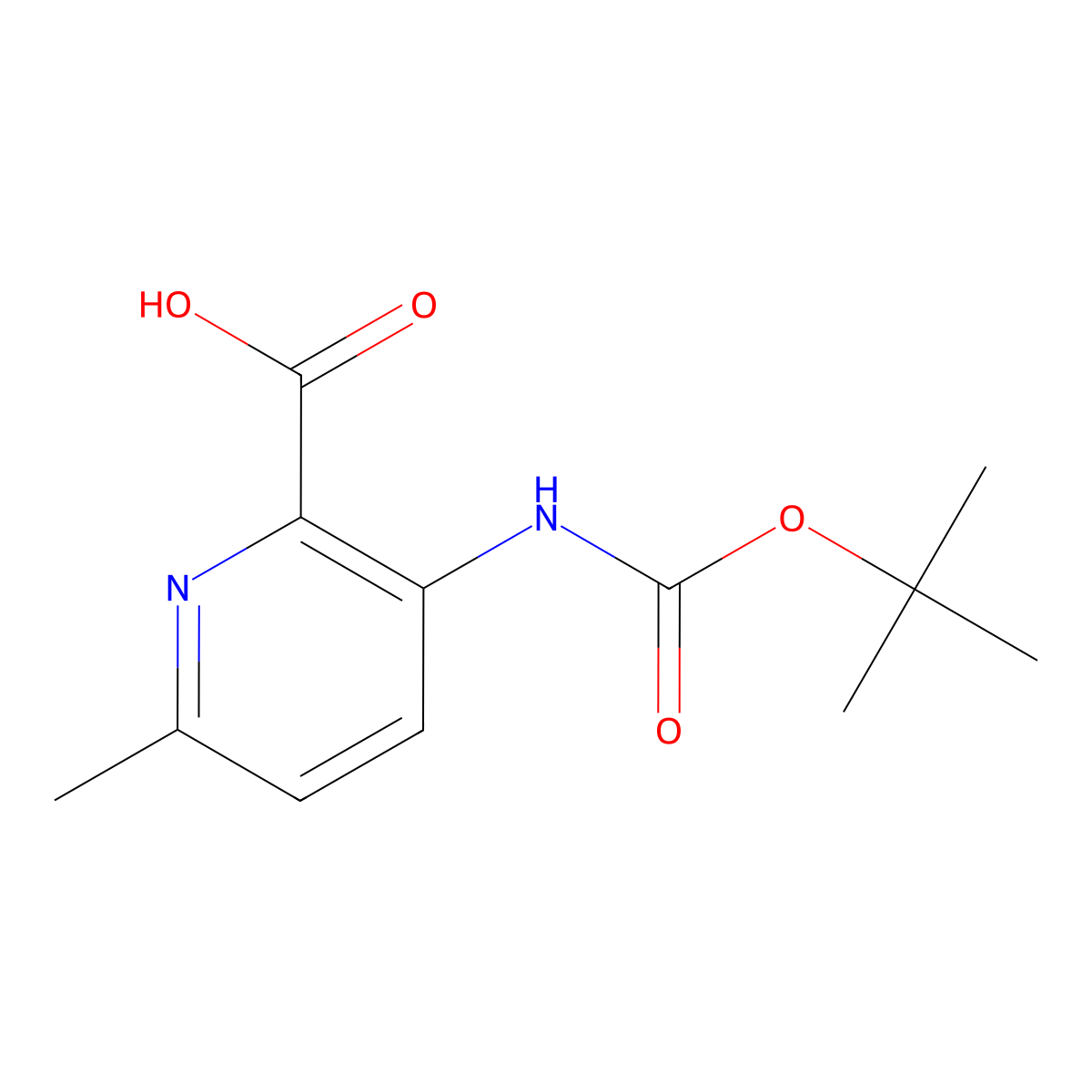 3-{[(Tert-butoxy)carbonyl]amino}-6-methylpyridine-2-carboxylic acid molecular structure, CAS 2580220-77-3