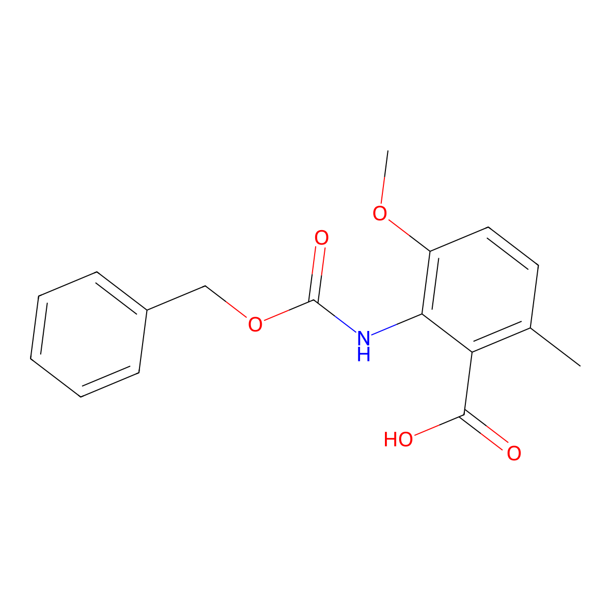 2-{[(Benzyloxy)carbonyl]amino}-3-methoxy-6-methylbenzoic acid molecular structure, CAS 2580220-82-0