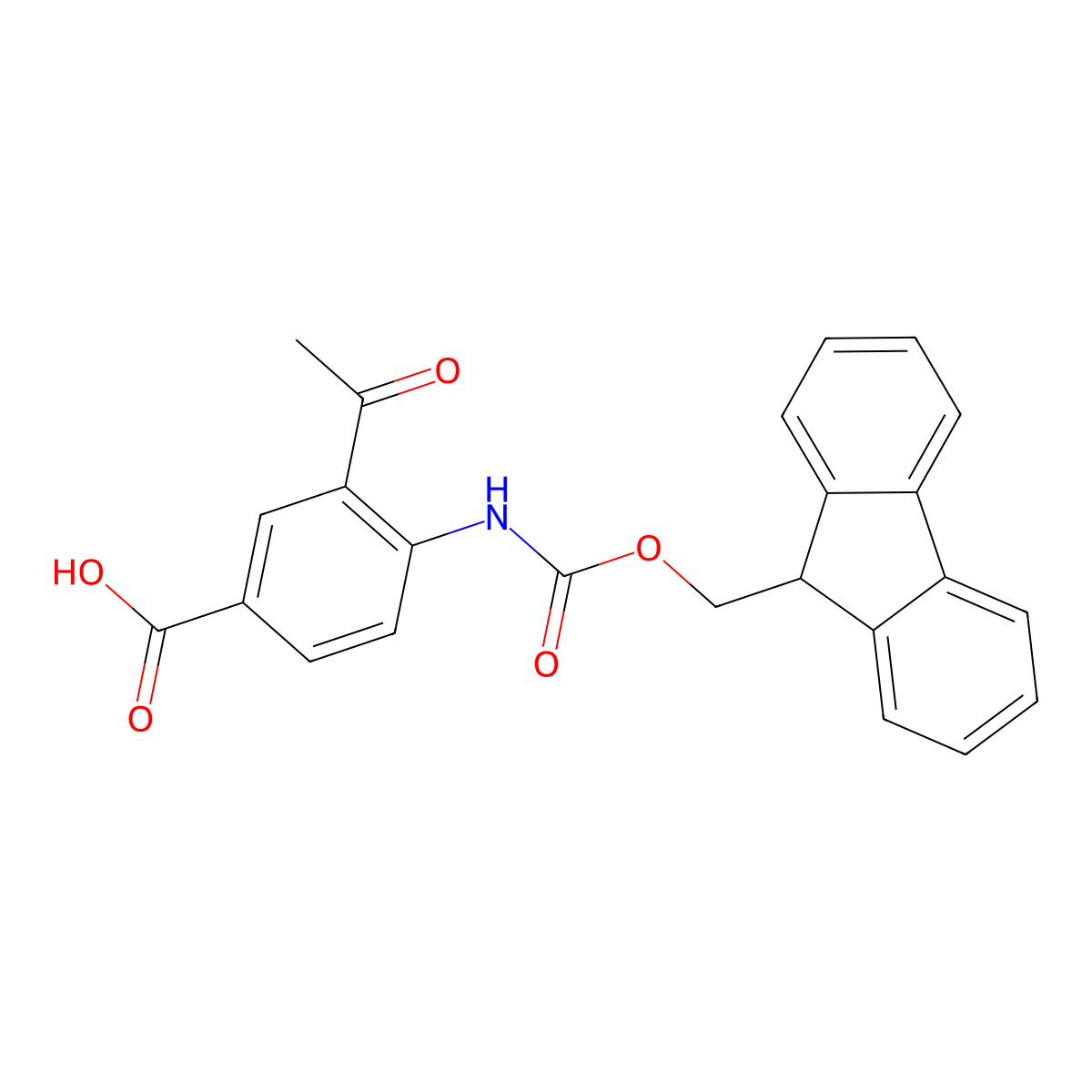 3-acetyl-4-({[(9H-fluoren-9-yl)methoxy]carbonyl}amino)benzoic acid molecular structure, CAS 2580220-89-7