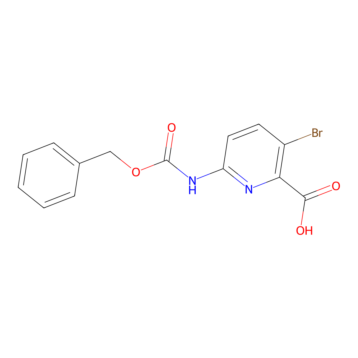 6-{[(Benzyloxy)carbonyl]amino}-3-bromopyridine-2-carboxylic acid molecular structure, CAS 2580220-94-4