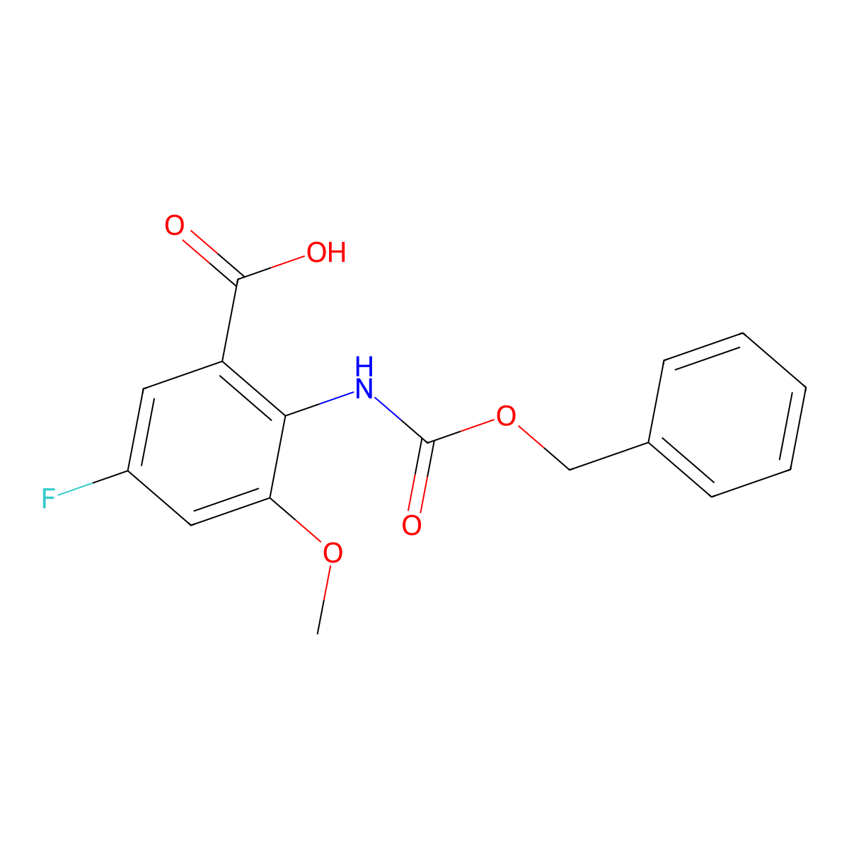 2-{[(Benzyloxy)carbonyl]amino}-5-fluoro-3-methoxybenzoic acid molecular structure, CAS 2580221-08-3