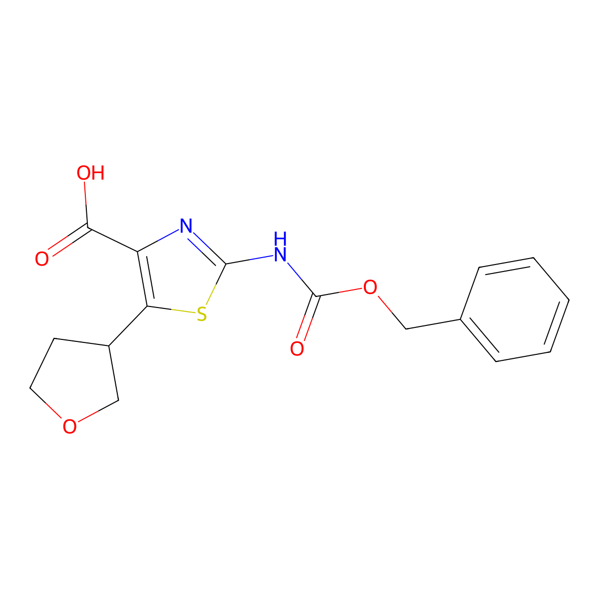 2-{[(Benzyloxy)carbonyl]amino}-5-(oxolan-3-yl)-1,3-thiazole-4-carboxylic acid molecular structure, CAS 2580221-12-9