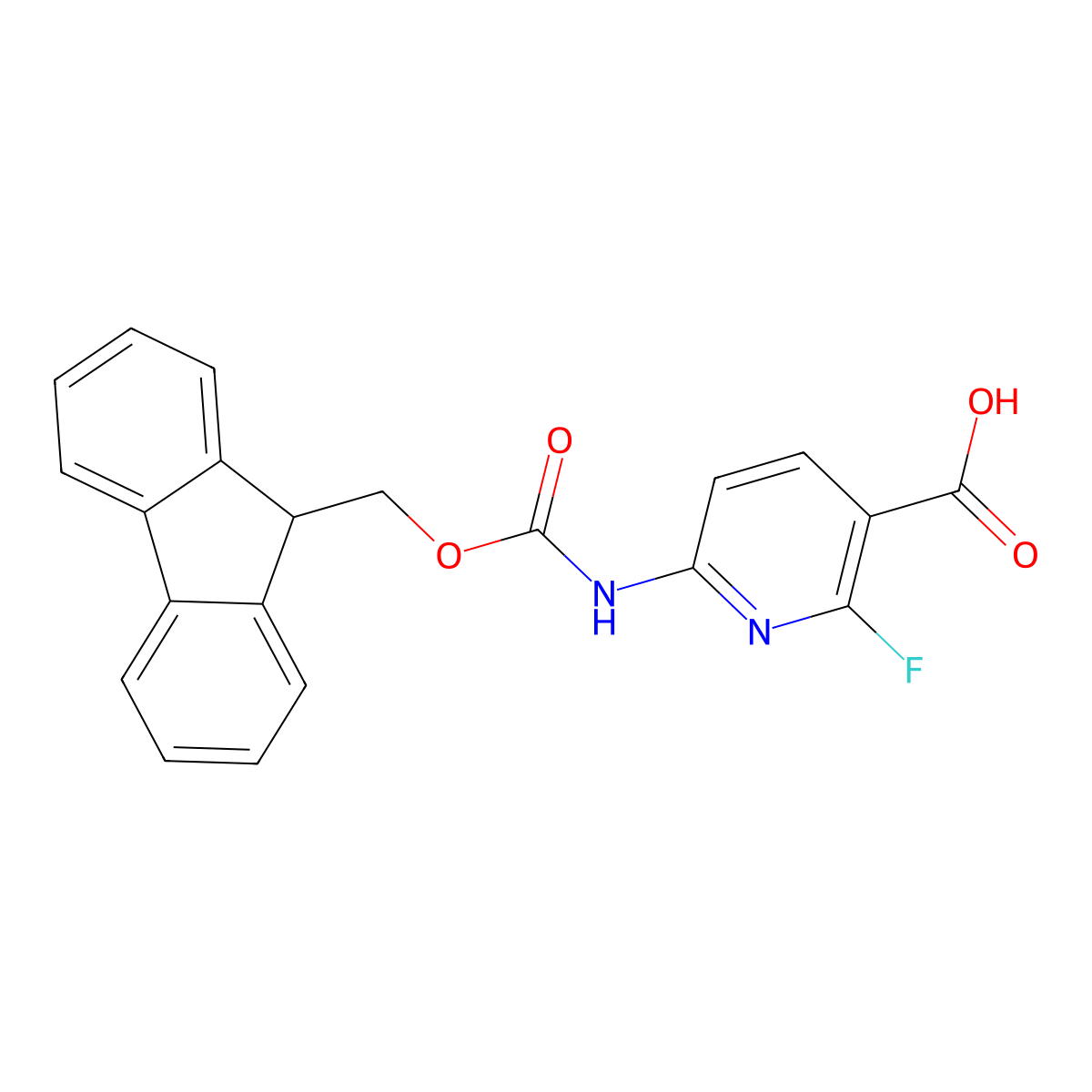 6-({[(9H-fluoren-9-yl)methoxy]carbonyl}amino)-2-fluoropyridine-3-carboxylic acid molecular structure, CAS 2580221-13-0