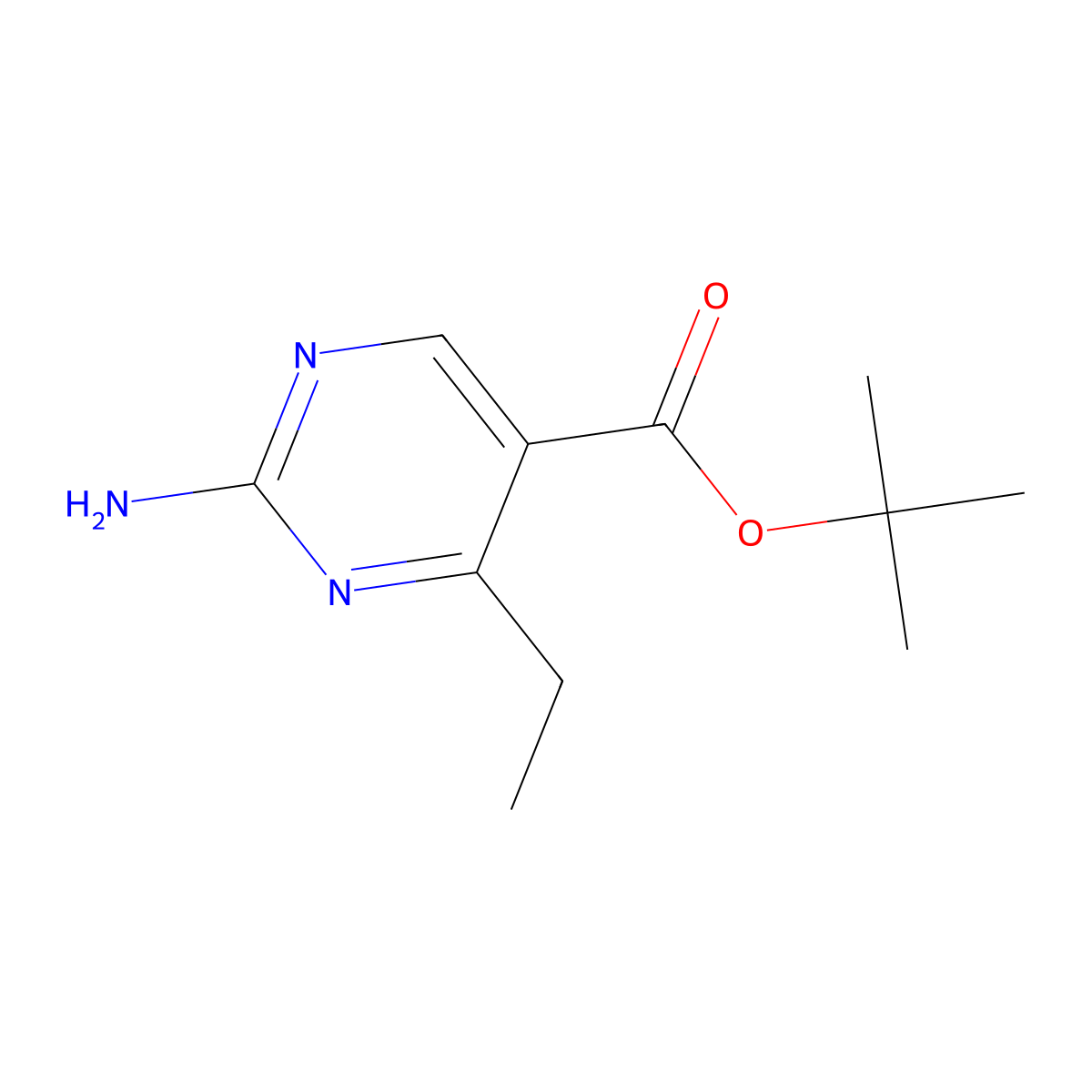 Tert-butyl 2-amino-4-ethylpyrimidine-5-carboxylate molecular structure, CAS 2580221-15-2