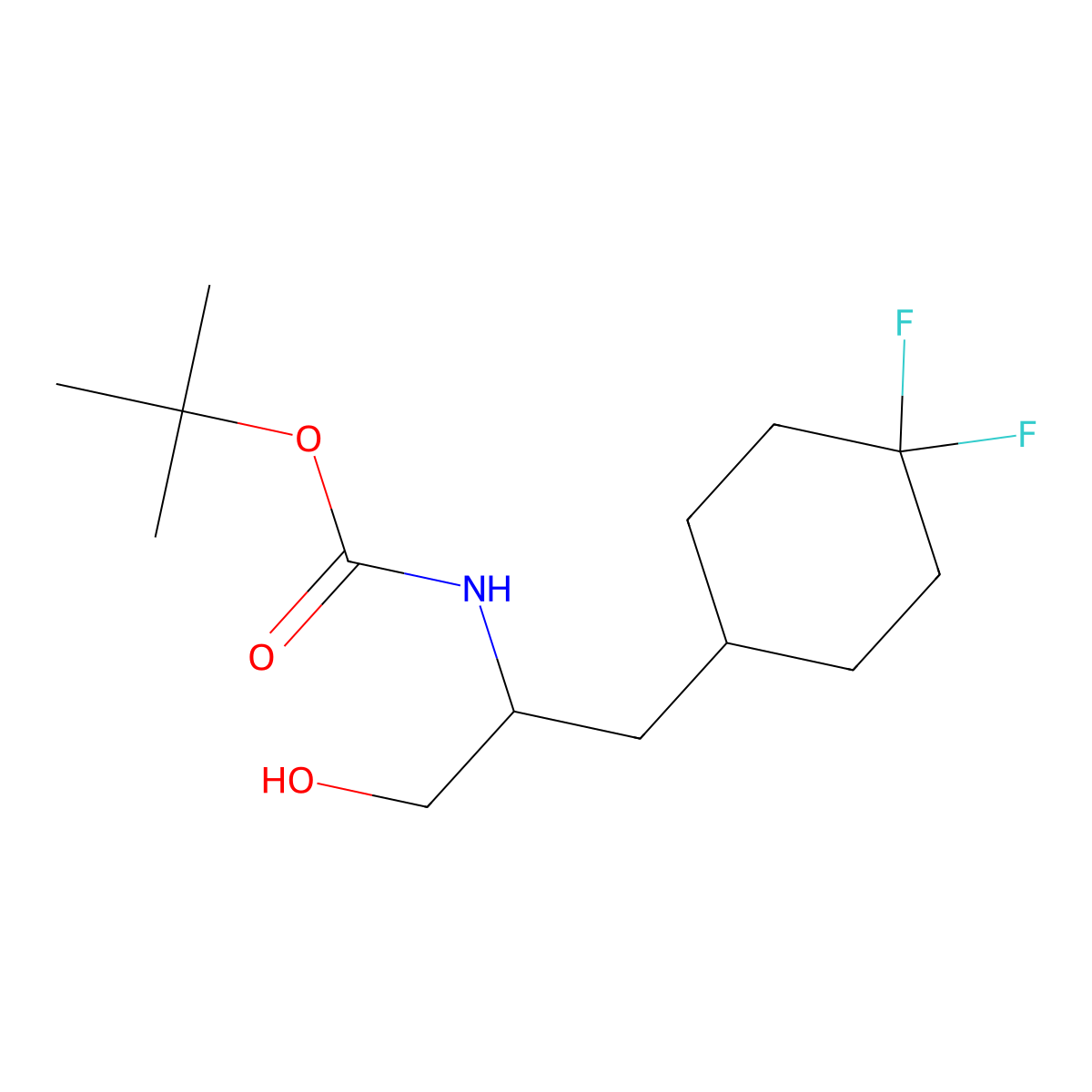 tert-butyl N-[1-(4,4-difluorocyclohexyl)-3-hydroxypropan-2-yl]carbamate molecular structure, CAS 2580221-17-4