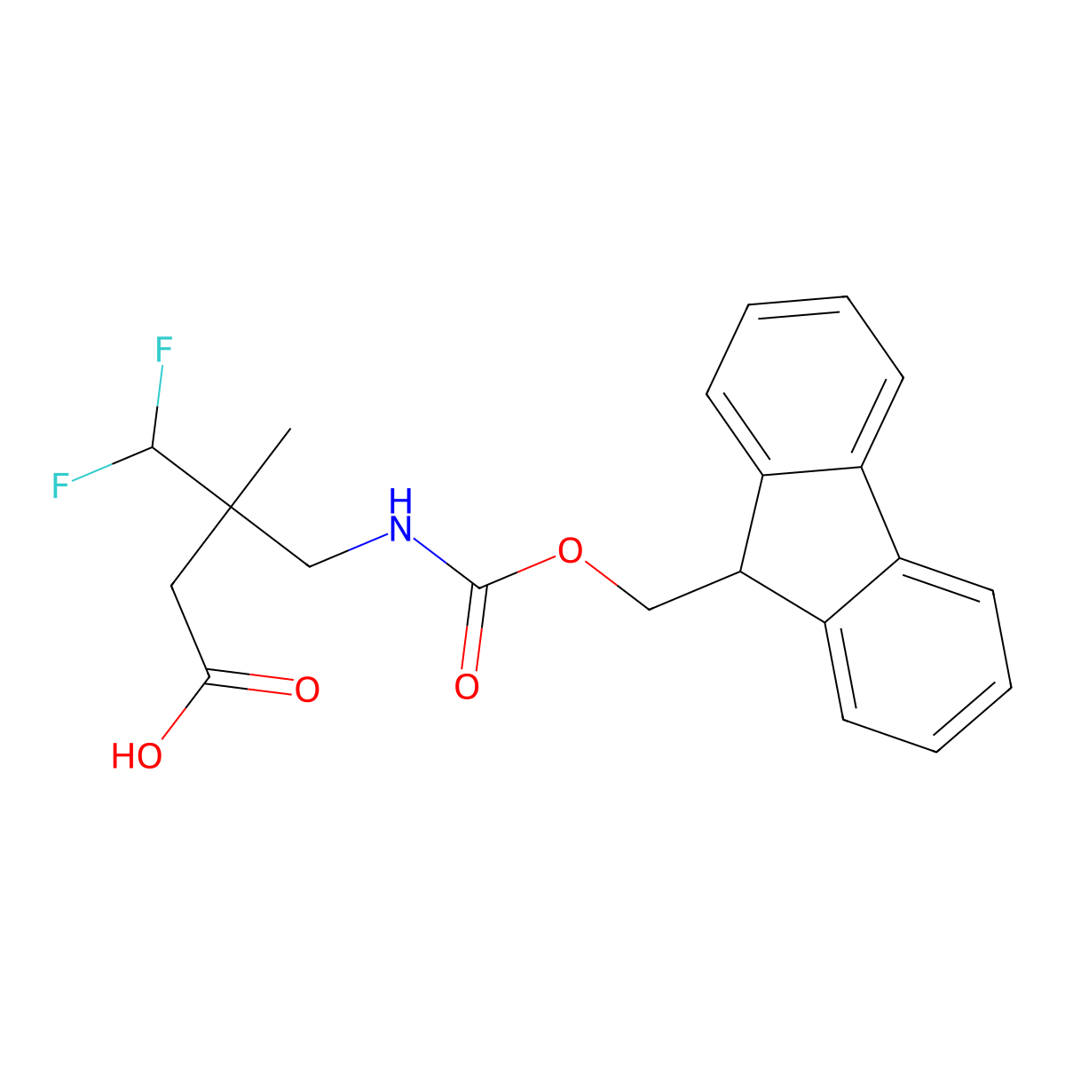 3-[({[(9H-fluoren-9-yl)methoxy]carbonyl}amino)methyl]-4,4-difluoro-3-methylbutanoic acid molecular structure, CAS 2580221-34-5