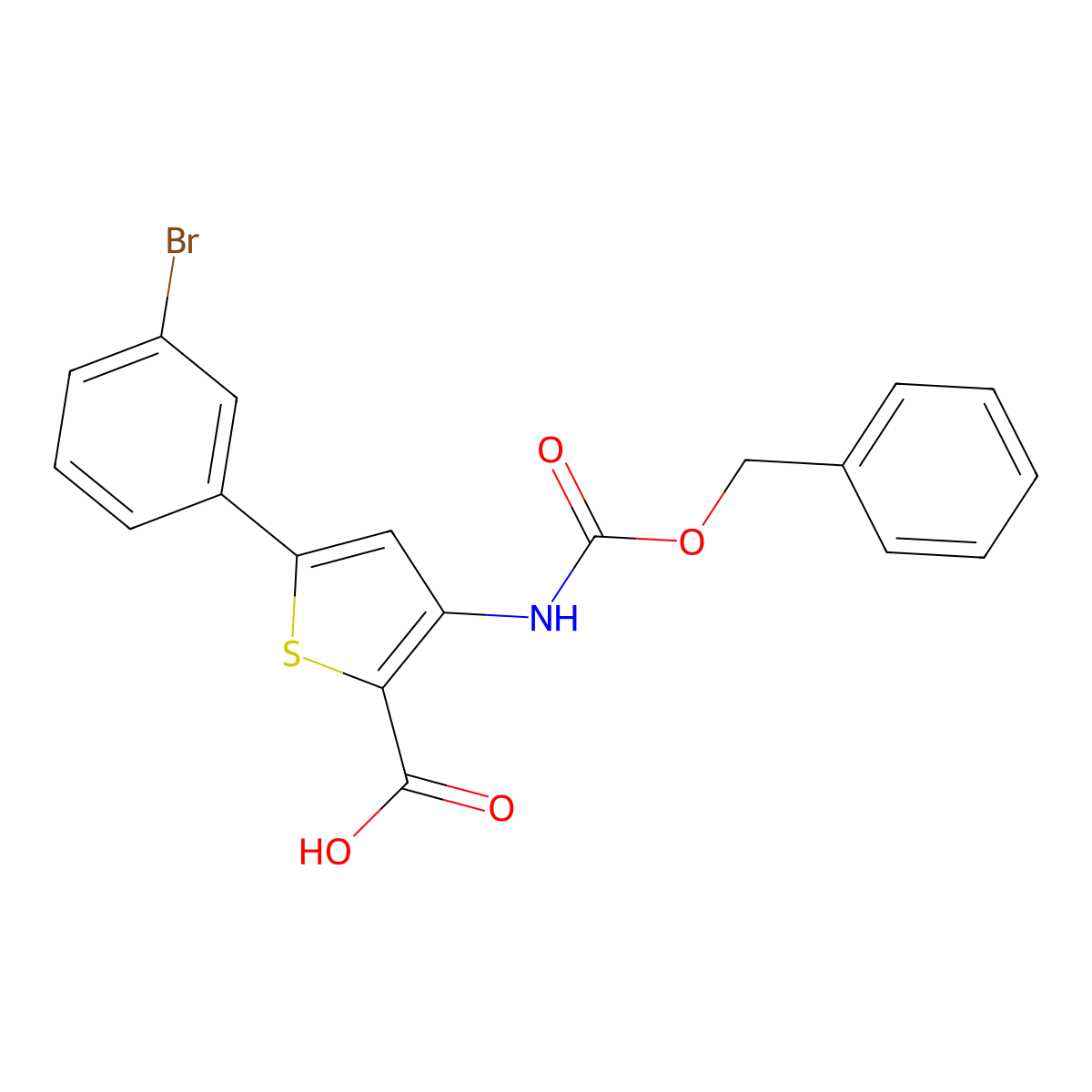 3-{[(Benzyloxy)carbonyl]amino}-5-(3-bromophenyl)thiophene-2-carboxylic acid molecular structure, CAS 2580221-44-7