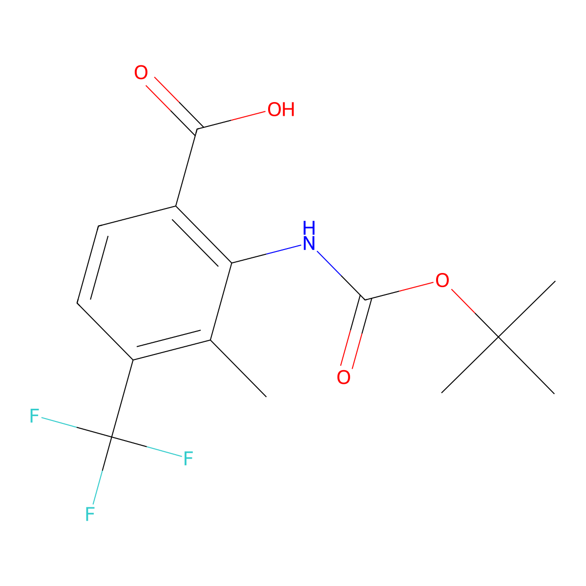 2-{[(Tert-butoxy)carbonyl]amino}-3-methyl-4-(trifluoromethyl)benzoic acid molecular structure, CAS 2580221-46-9