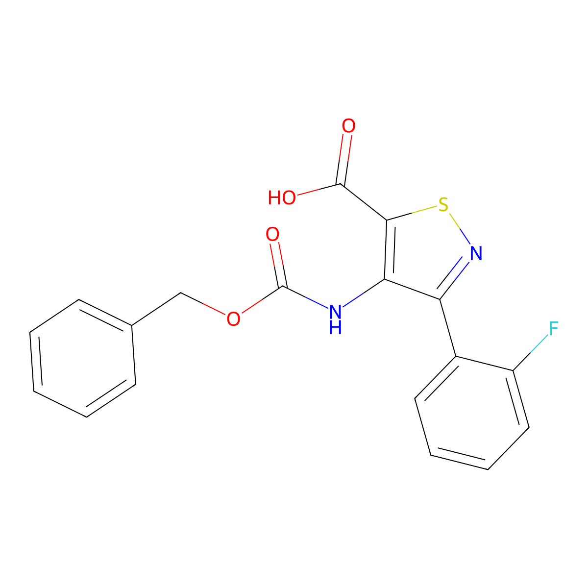 4-{[(Benzyloxy)carbonyl]amino}-3-(2-fluorophenyl)-1,2-thiazole-5-carboxylic acid molecular structure, CAS 2580221-47-0