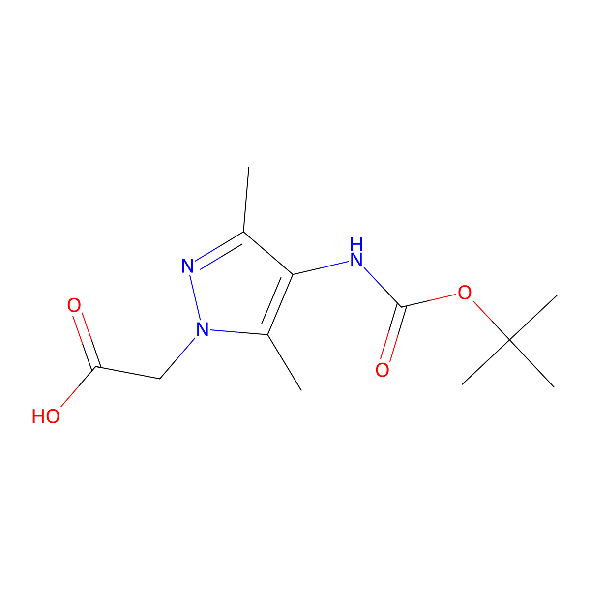 2-(4-{[(tert-butoxy)carbonyl]amino}-3,5-dimethyl-1H-pyrazol-1-yl)acetic acid molecular structure, CAS 2580221-49-2