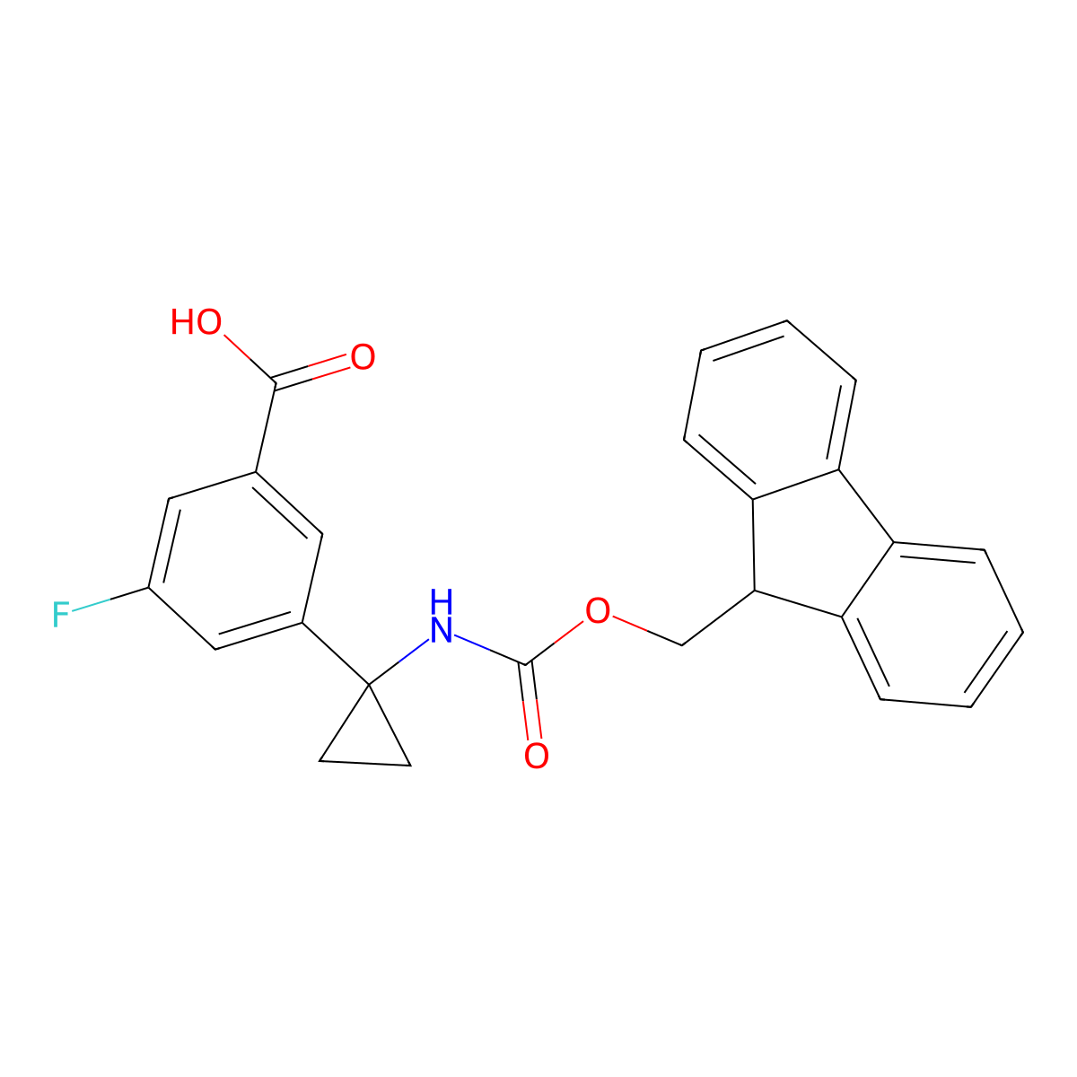 3-[1-({[(9H-fluoren-9-yl)methoxy]carbonyl}amino)cyclopropyl]-5-fluorobenzoic acid molecular structure, CAS 2580221-53-8