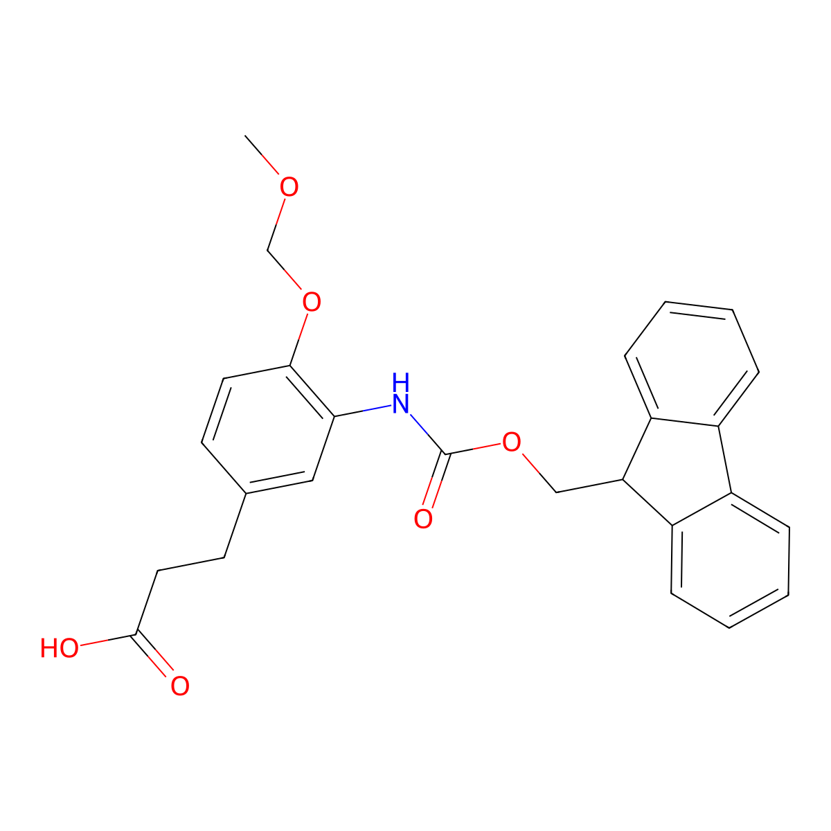 3-[3-({[(9H-fluoren-9-yl)methoxy]carbonyl}amino)-4-(methoxymethoxy)phenyl]propanoic acid molecular structure, CAS 2580221-57-2