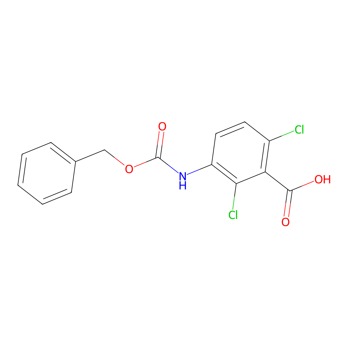 3-{[(Benzyloxy)carbonyl]amino}-2,6-dichlorobenzoic acid molecular structure, CAS 2580221-58-3