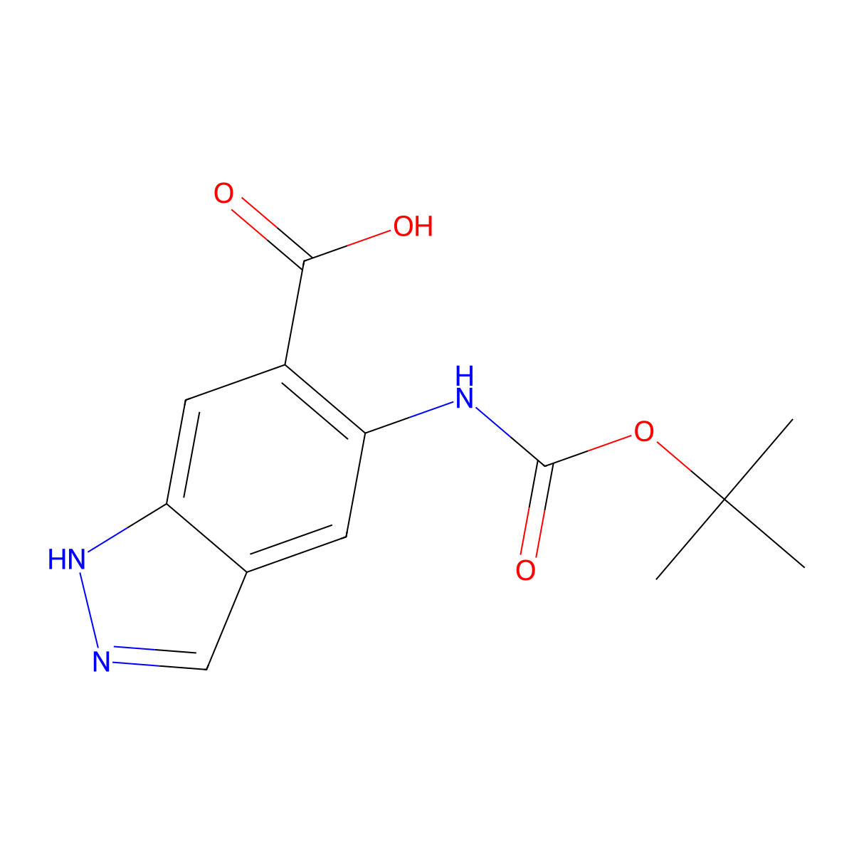 5-{[(tert-butoxy)carbonyl]amino}-1H-indazole-6-carboxylic acid molecular structure, CAS 2580221-66-3