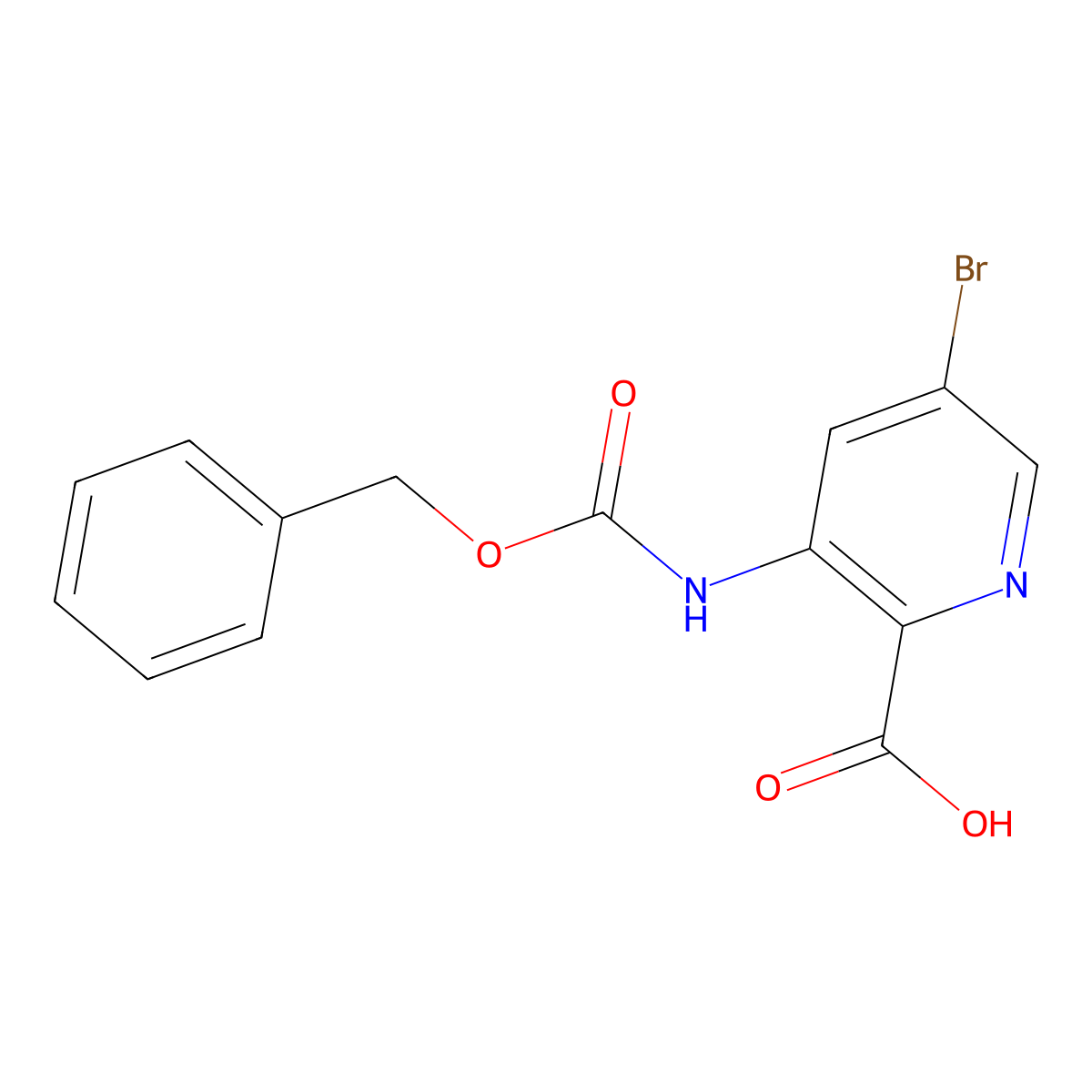 3-{[(Benzyloxy)carbonyl]amino}-5-bromopyridine-2-carboxylic acid molecular structure, CAS 2580221-70-9
