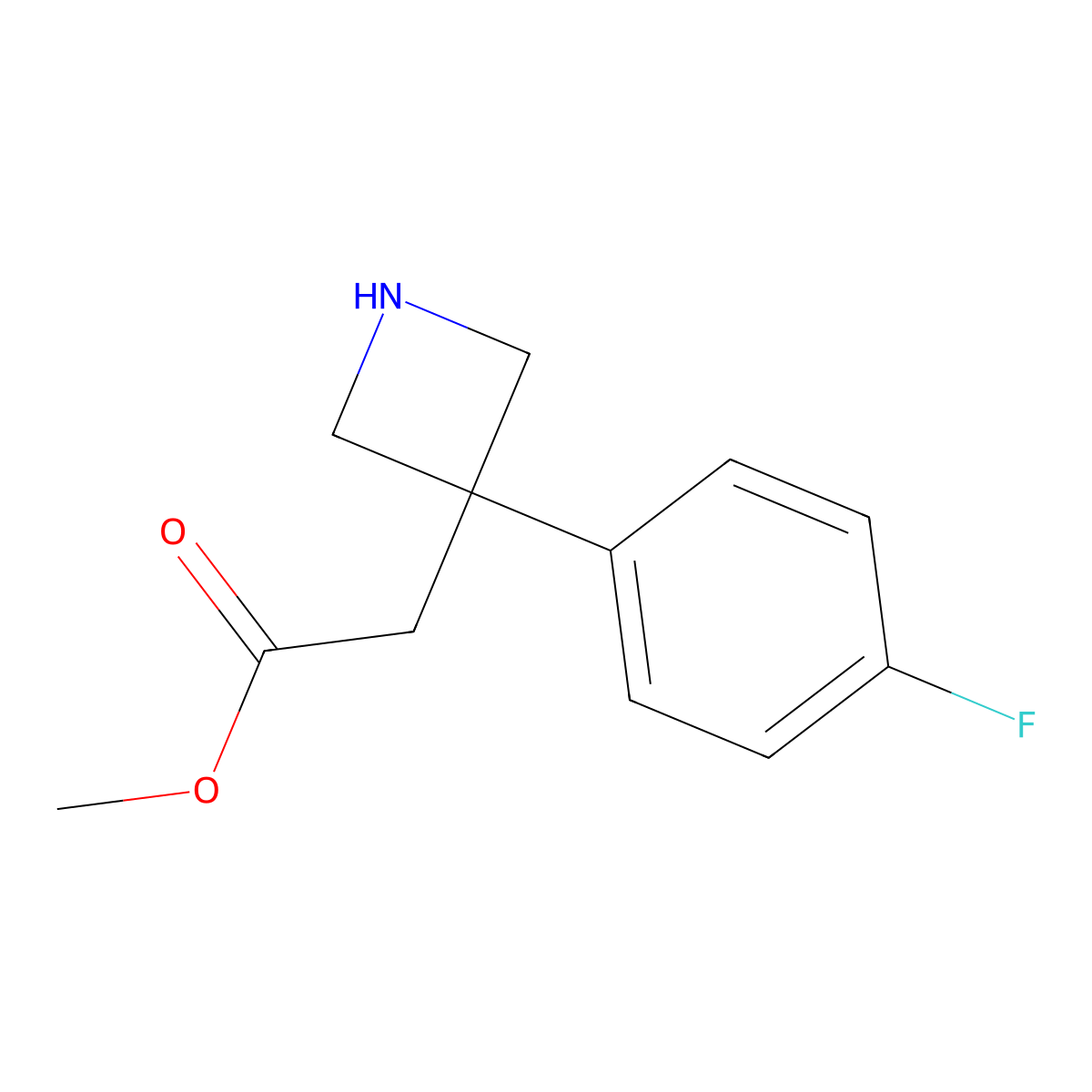 Methyl 2-[3-(4-fluorophenyl)azetidin-3-yl]acetate molecular structure, CAS 2580221-73-2