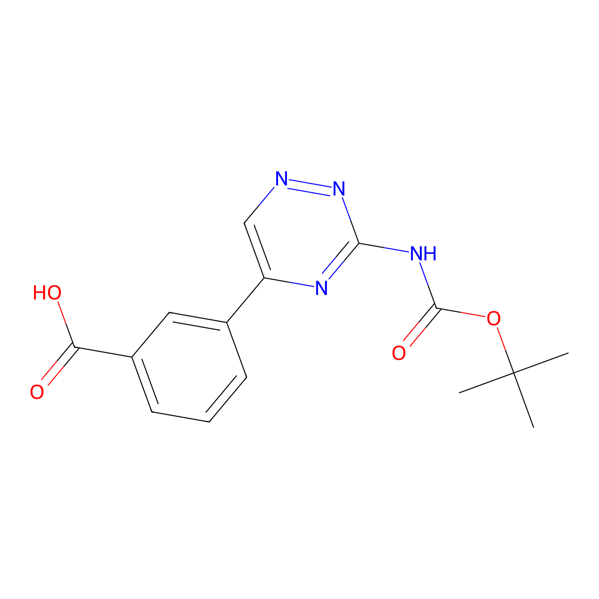 3-(3-{[(Tert-butoxy)carbonyl]amino}-1,2,4-triazin-5-yl)benzoic acid molecular structure, CAS 2580221-77-6