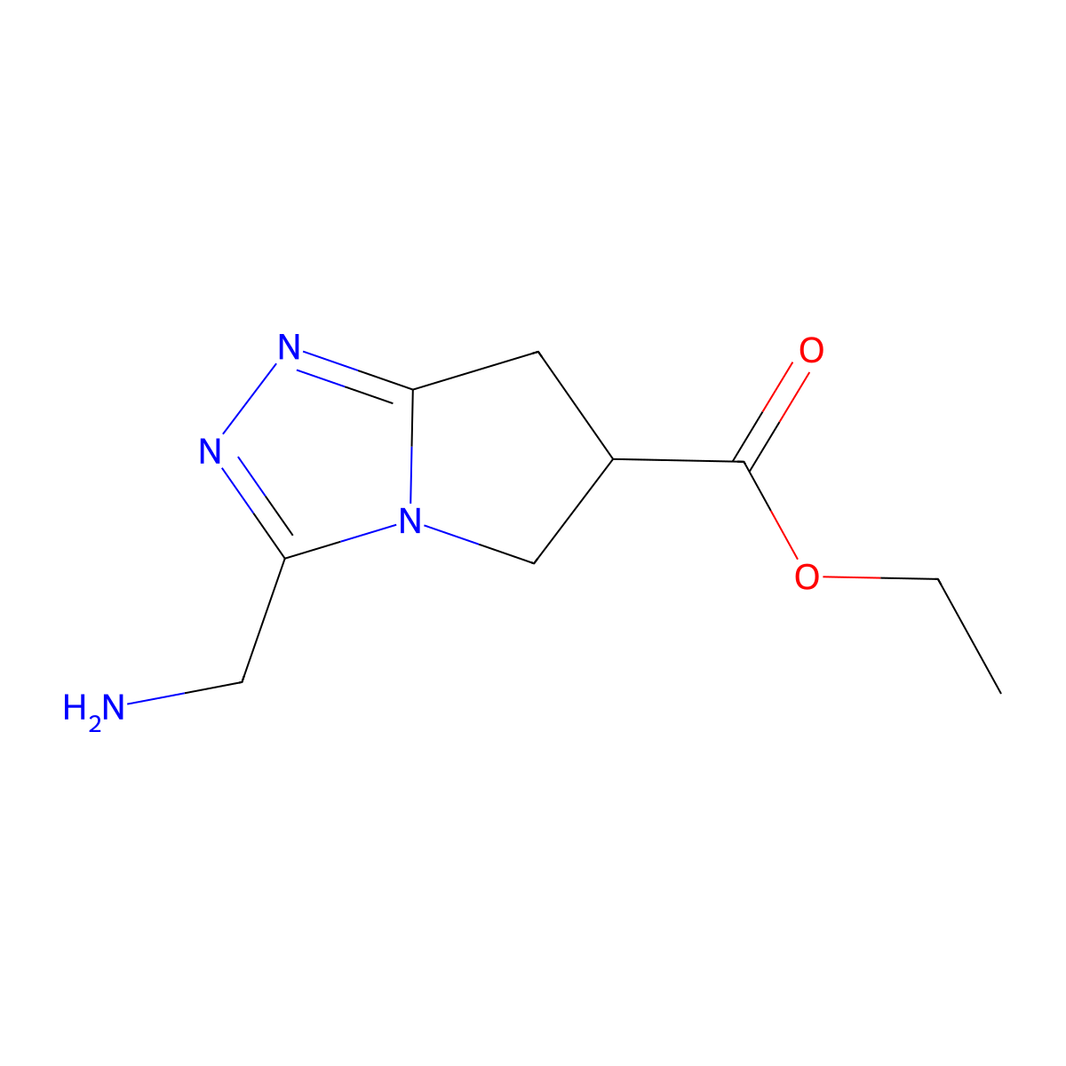 ethyl 3-(aminomethyl)-5H,6H,7H-pyrrolo[2,1-c][1,2,4]triazole-6-carboxylate molecular structure, CAS 2580221-85-6
