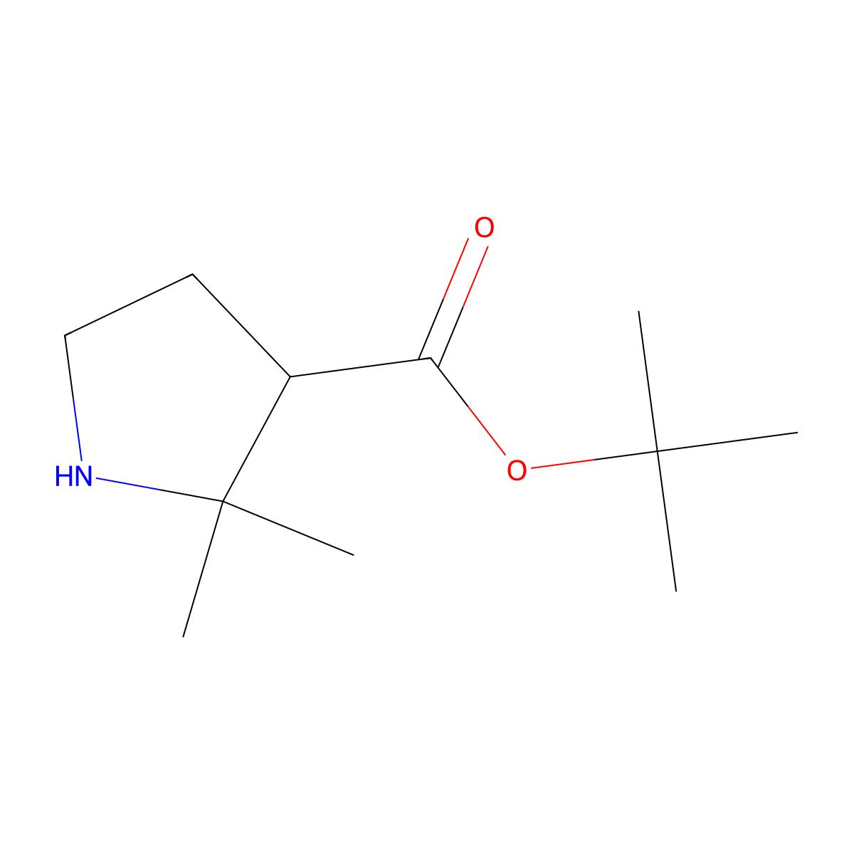Tert-butyl 2,2-dimethylpyrrolidine-3-carboxylate molecular structure, CAS 2580221-89-0