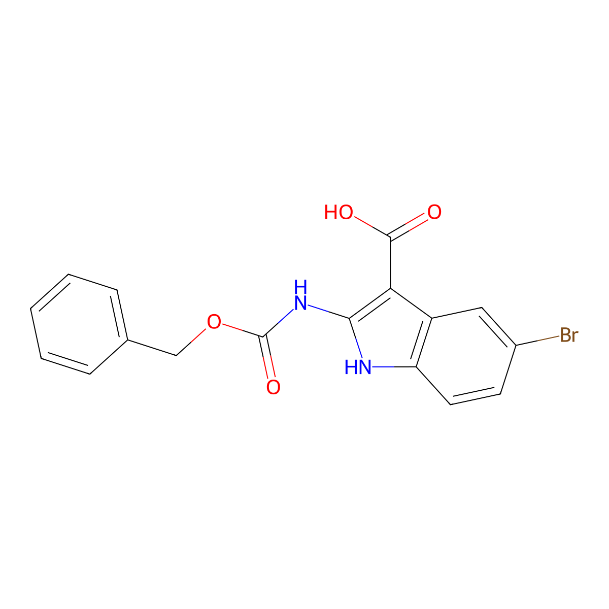 2-{[(benzyloxy)carbonyl]amino}-5-bromo-1H-indole-3-carboxylic acid molecular structure, CAS 2580221-94-7