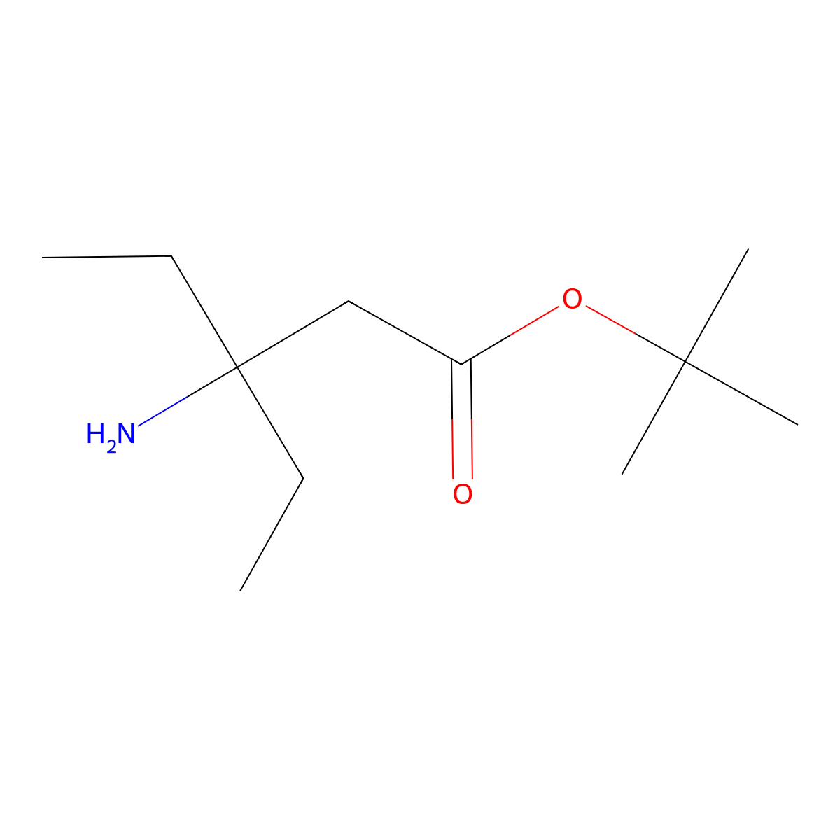 Tert-butyl 3-amino-3-ethylpentanoate molecular structure, CAS 2580222-11-1
