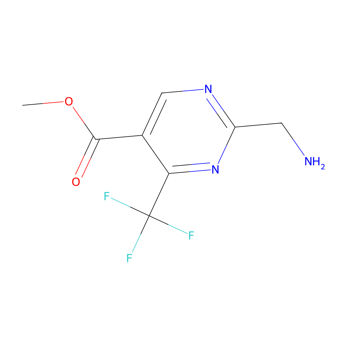 Methyl 2-(aminomethyl)-4-(trifluoromethyl)pyrimidine-5-carboxylate molecular structure, CAS 2580222-22-4