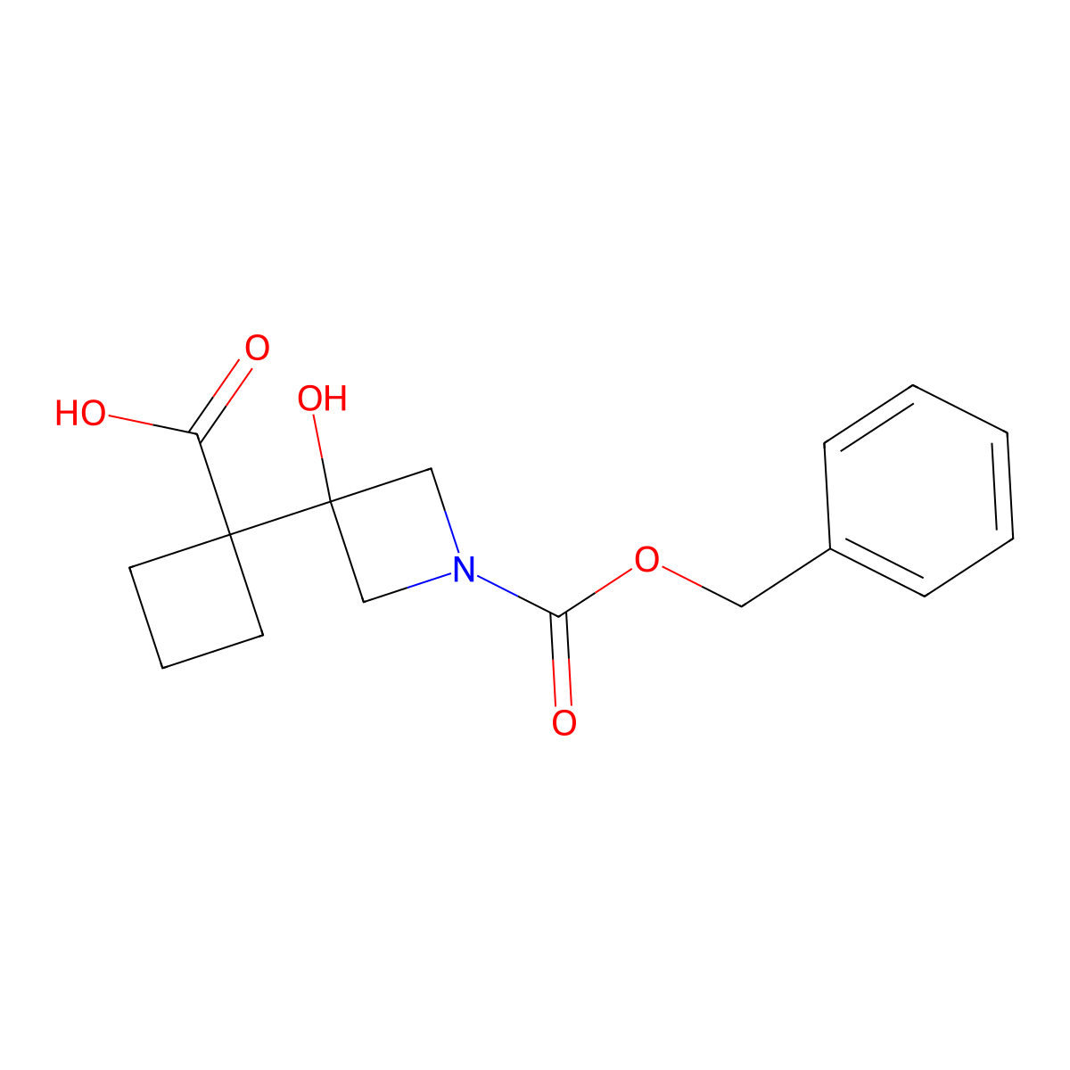 1-{1-[(Benzyloxy)carbonyl]-3-hydroxyazetidin-3-yl}cyclobutane-1-carboxylic acid molecular structure, CAS 2580222-28-0