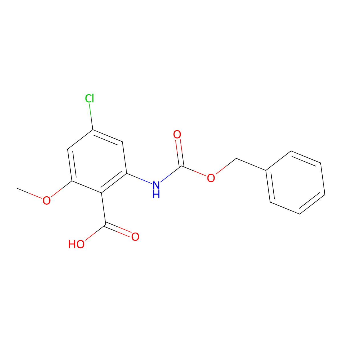2-{[(Benzyloxy)carbonyl]amino}-4-chloro-6-methoxybenzoic acid molecular structure, CAS 2580222-29-1