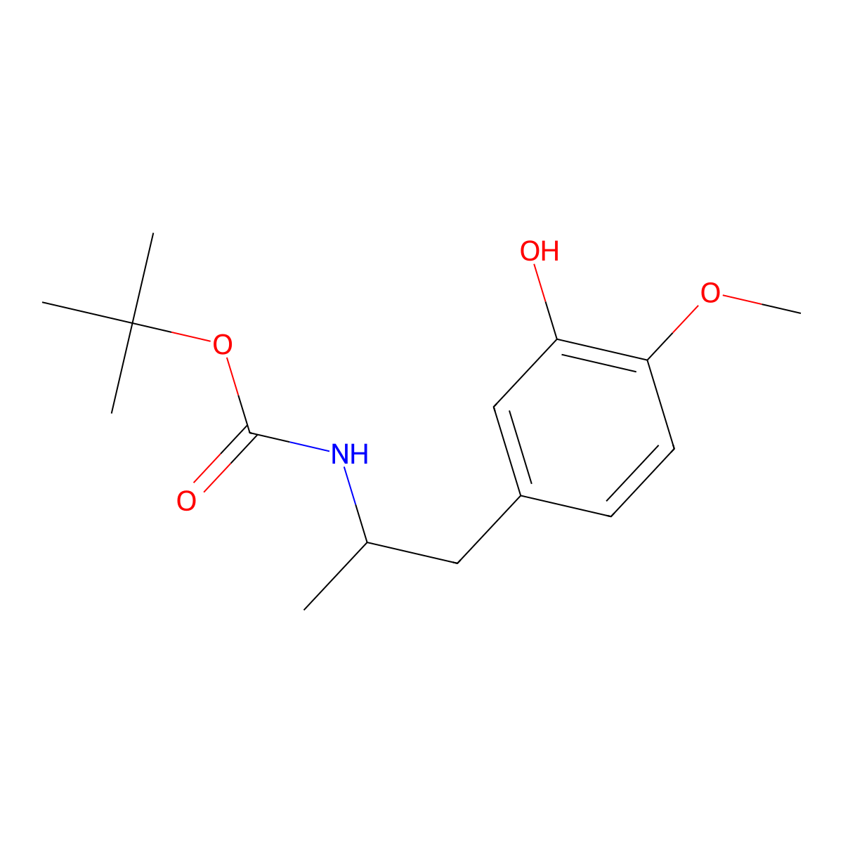 tert-butyl N-[1-(3-hydroxy-4-methoxyphenyl)propan-2-yl]carbamate molecular structure, CAS 2580222-36-0